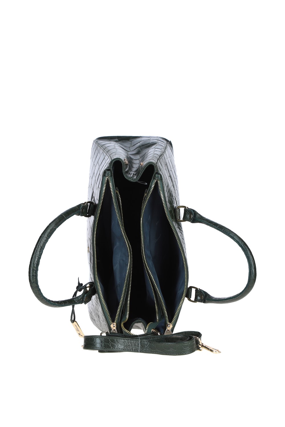Green Ashwood Leather Green 'Lucido Tesoro' Three Section Real Leather Bag, Image 4 of 4