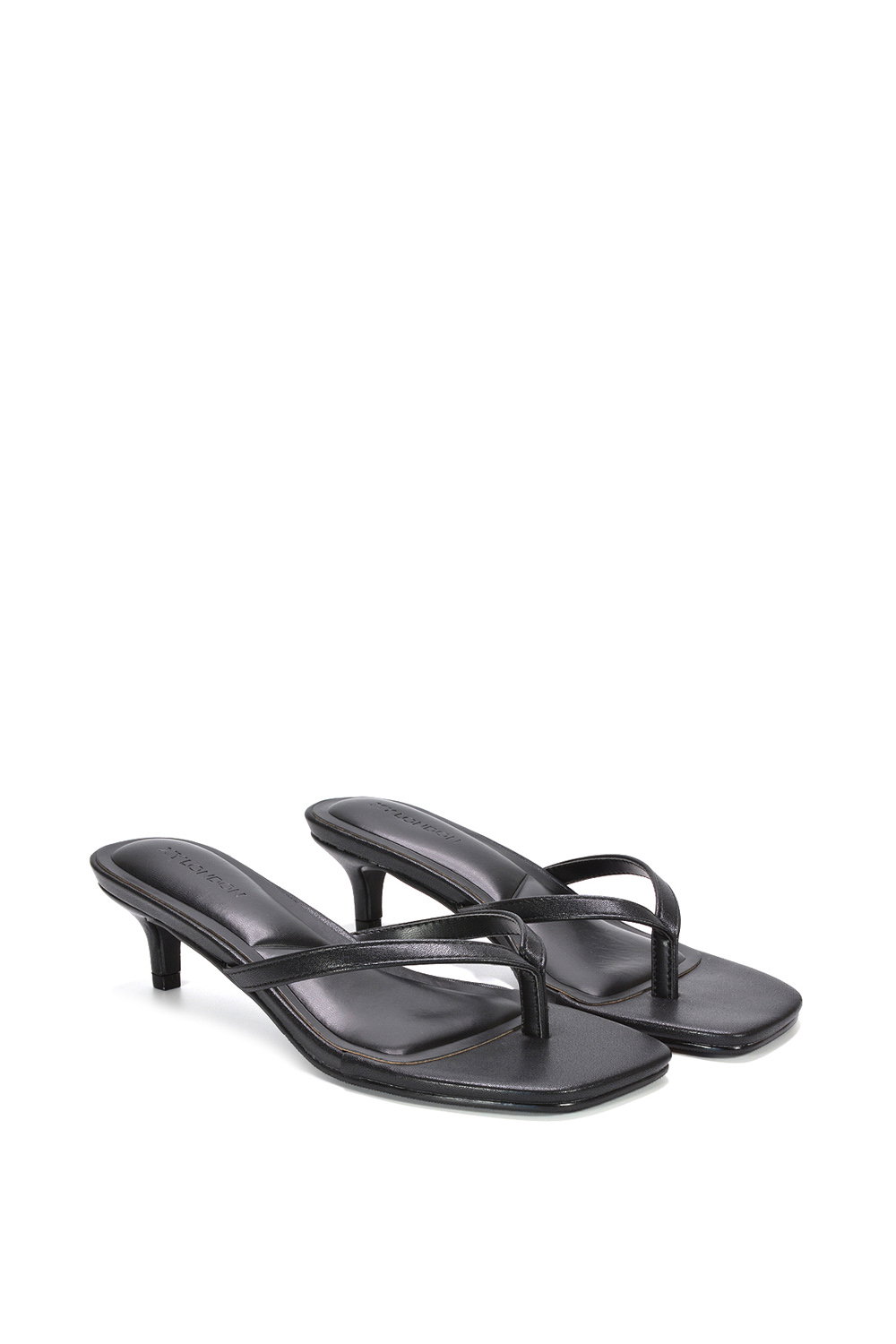 Black XY LONDON Black 'Violet' Slip On Flip Flop Kitten Heel Mule Heeled Sandals, Image 3 of 6