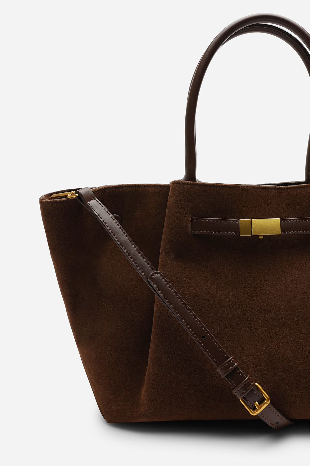 Brown Dove Suede Handheld Tote Bag, Image 2 of 4
