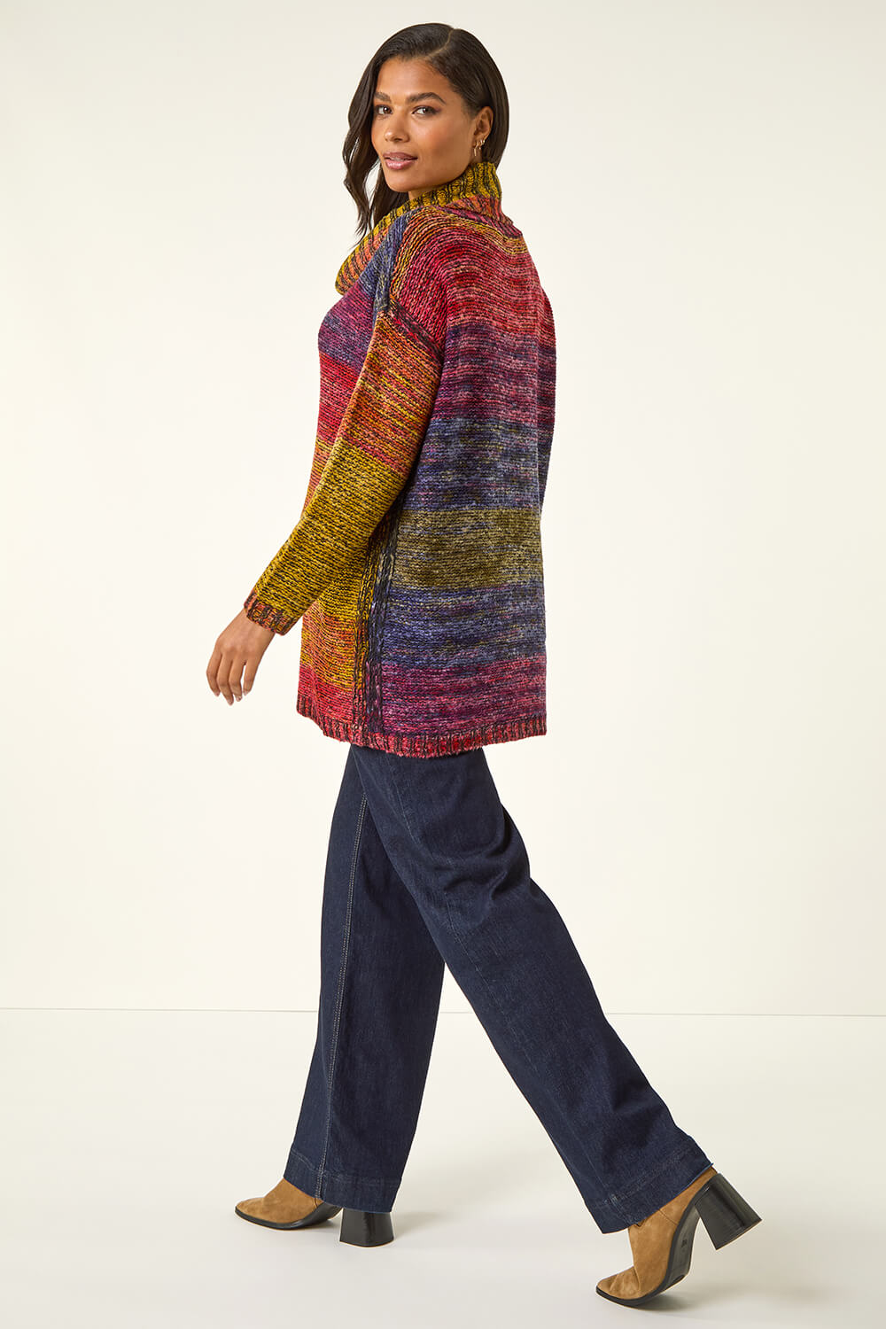 Multi Roll Neck Chunky Knit Jumper, Image 4 of 5