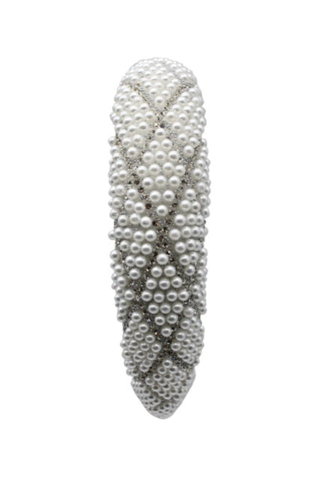White Lattice Style Crystal Gems and Pearl Headband, Image 3 of 3