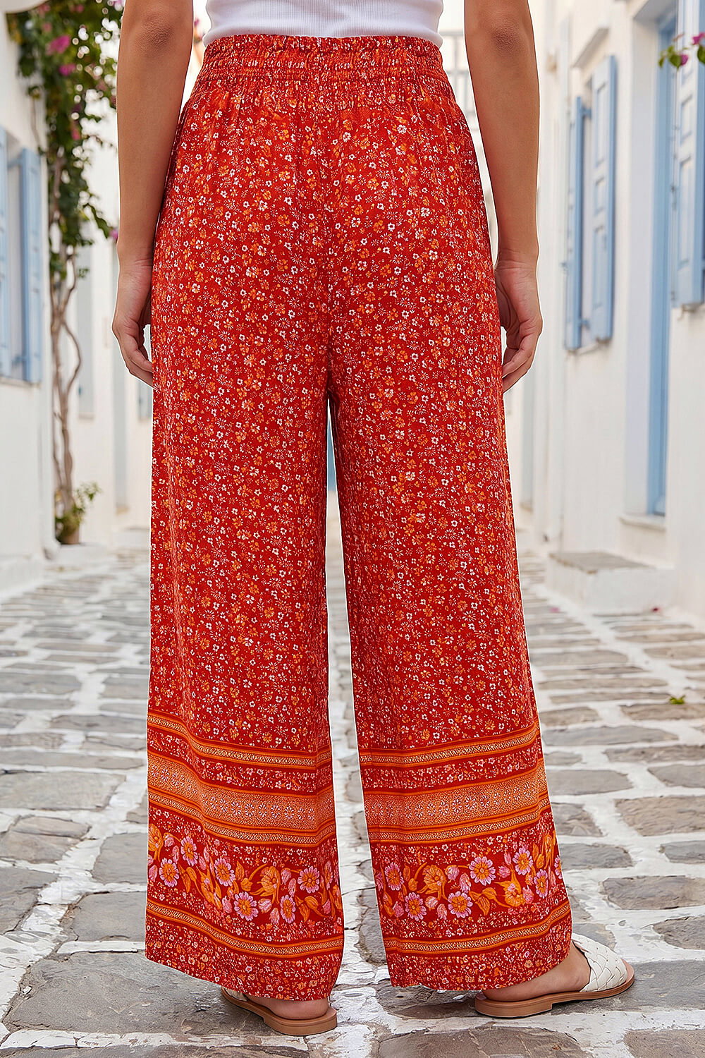 Orange Paisley Print Wide Leg Trouser , Image 4 of 4