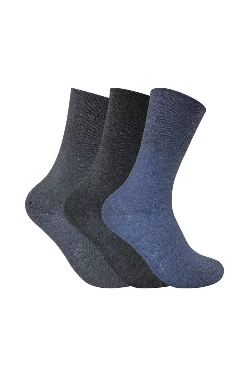 Navy 3 Pack Ladies Thin Wide Top Non Elastic Thermal Diabetic Socks, Image 1 of 3