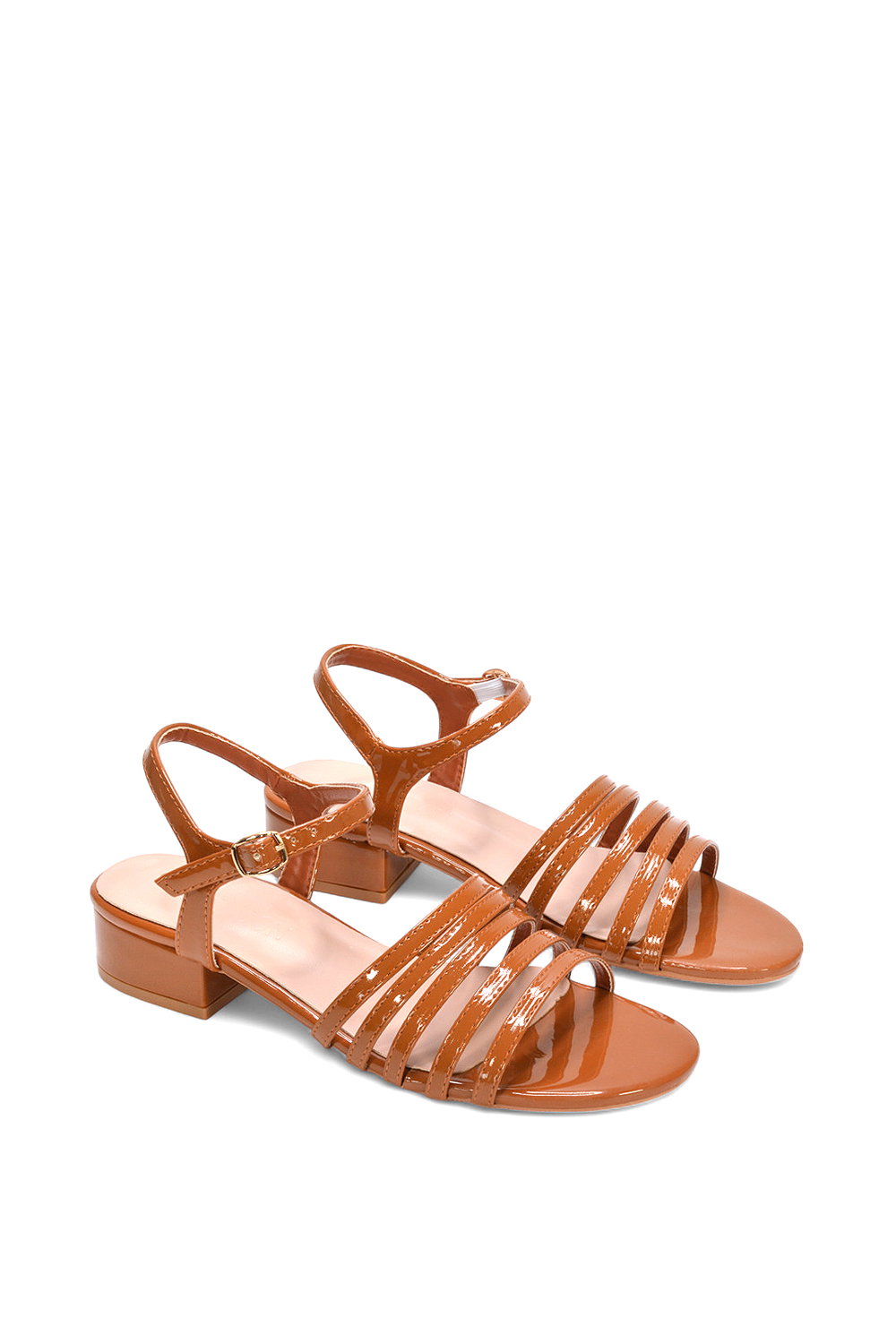 Brown 'Katie' Low Heel Open Toe Sandals With Ankle Strap, Image 5 of 5
