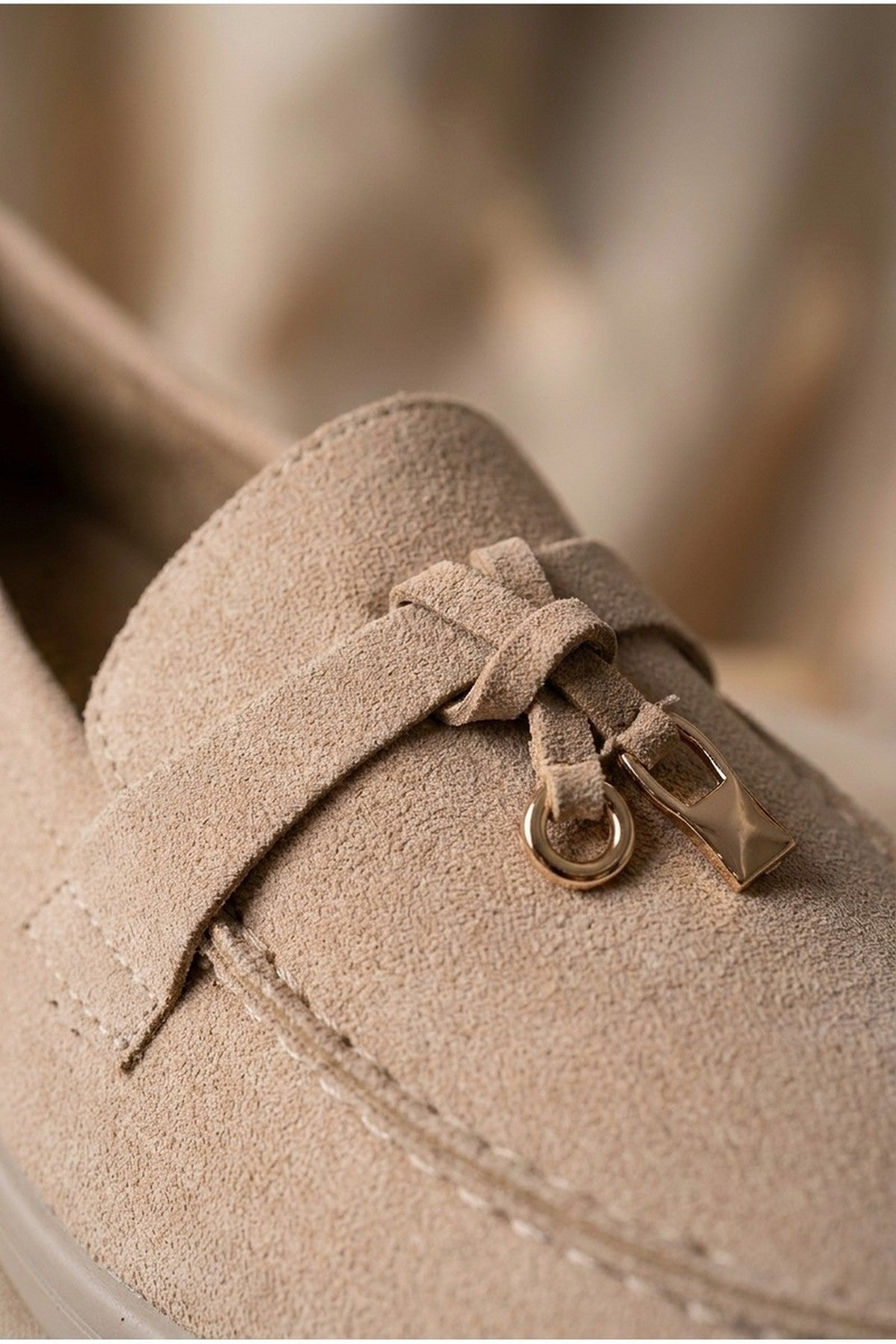 Khaki iKrush Khaki Camille Womens Suede Padlock Charm Loafers, Image 2 of 4