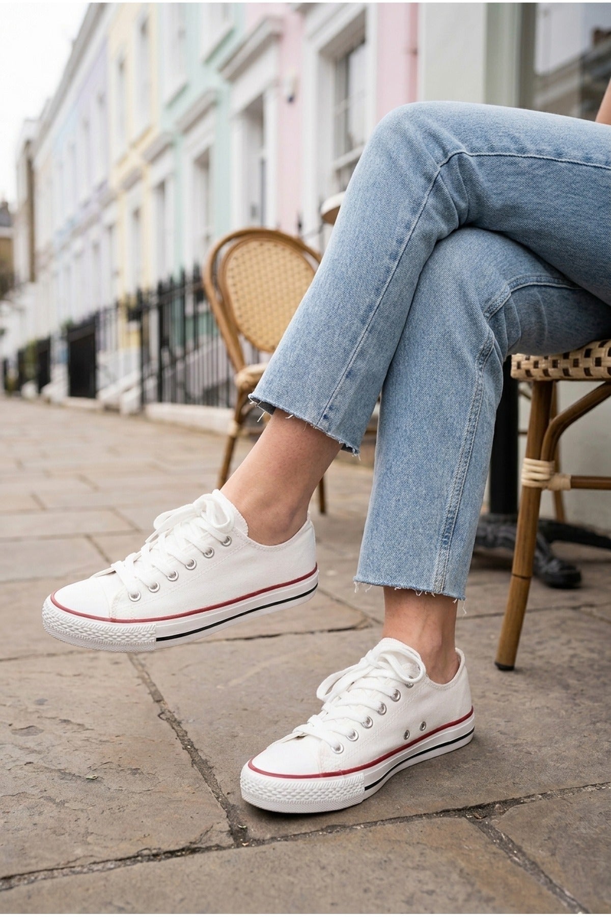 White Pearl Canvas Lace Up Low Trainers, Image 4 of 5