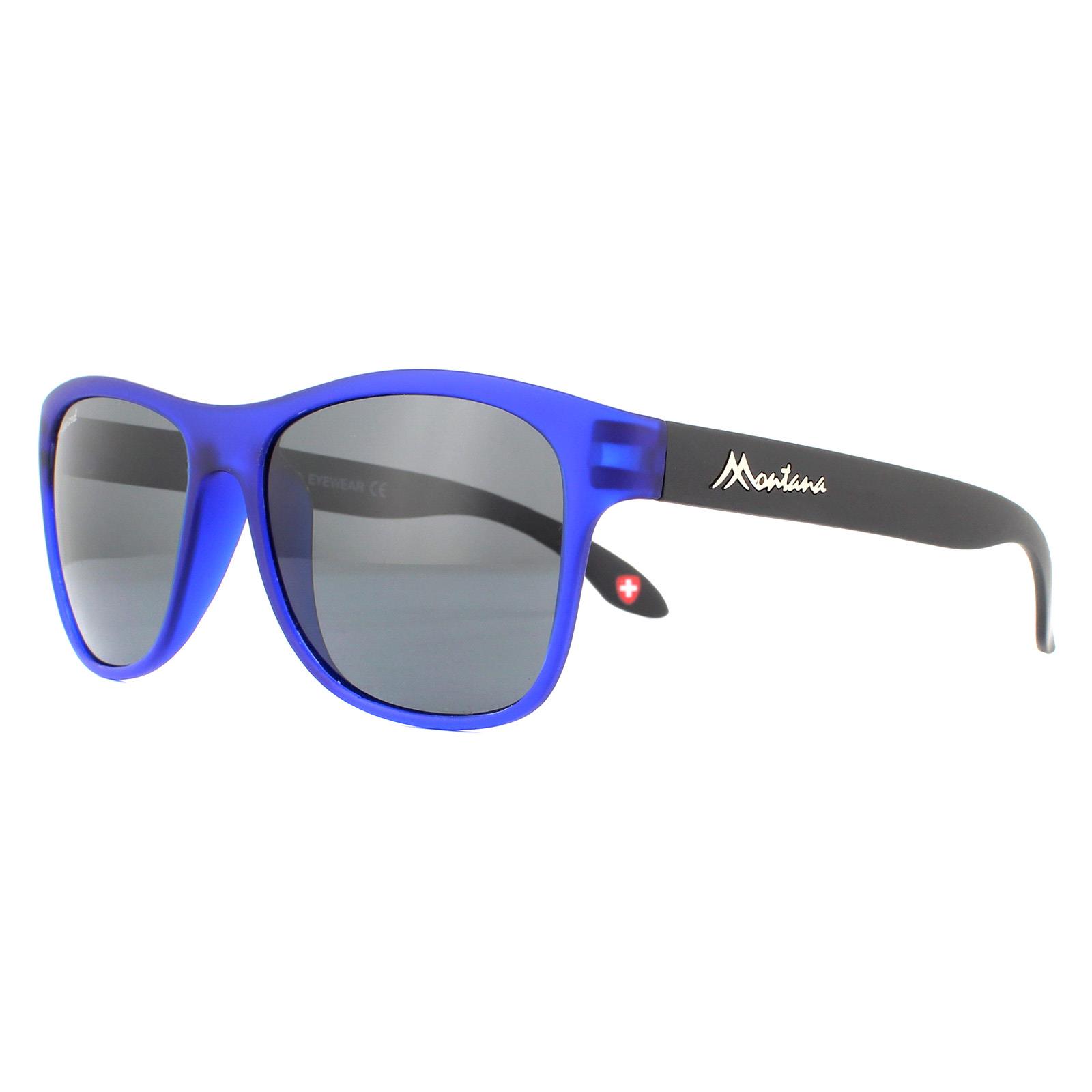 Blue Montana Blue Rectangle Blue with Black Rubbertouch Black Polarized Sunglasses, Image 2 of 4