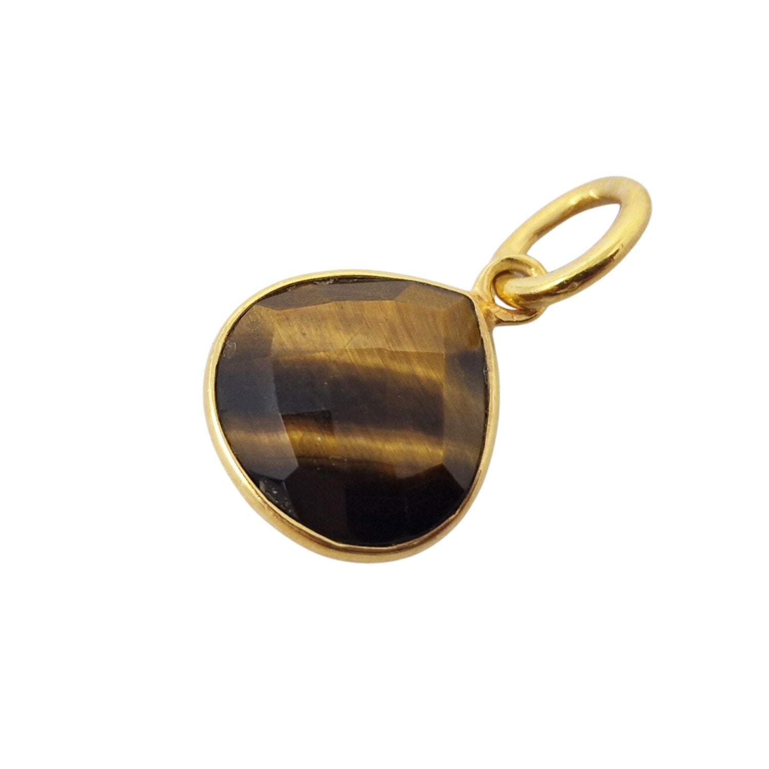Brown 18Ct Gold Plated Tiger's Eye Heart Birthstone Pendant
