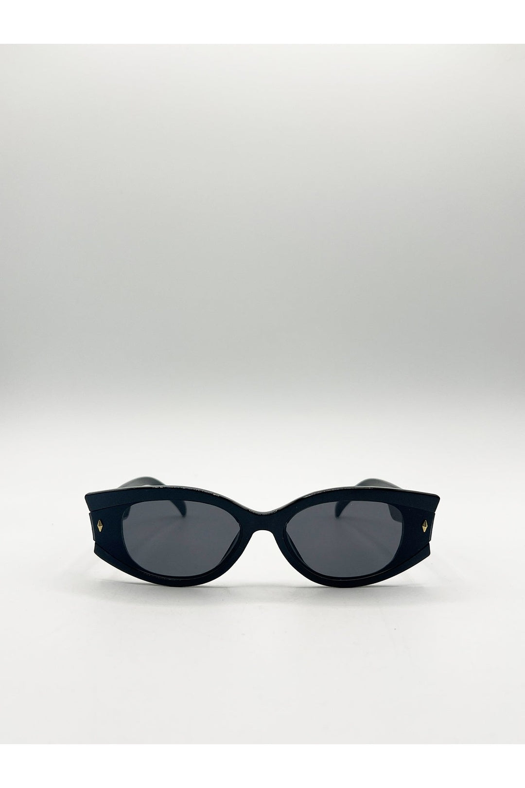 Black Oval Rectangular Vintage Sunglasses, Image 1 of 6