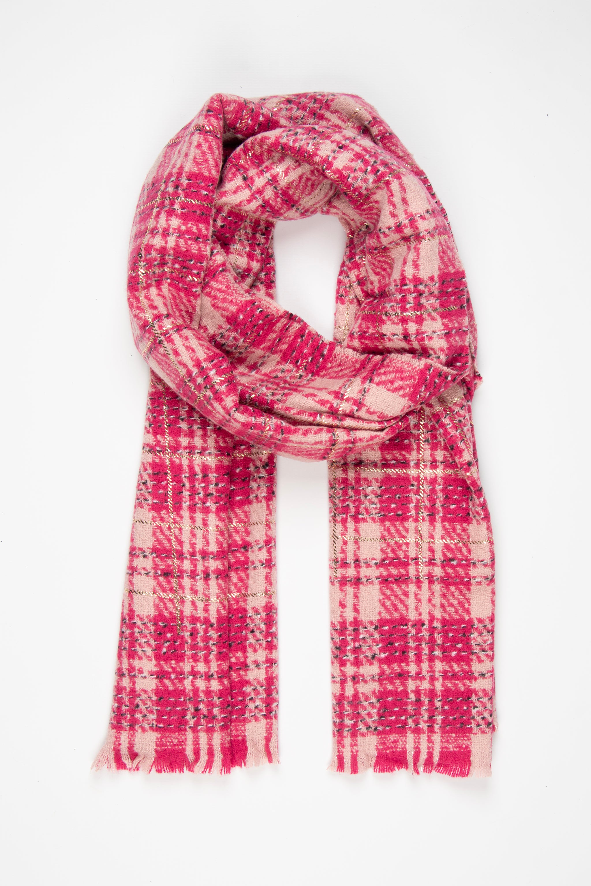 Fuchsia Sarta Fuchsia Tartan Check Lightweight Scarf, Image 1 of 1