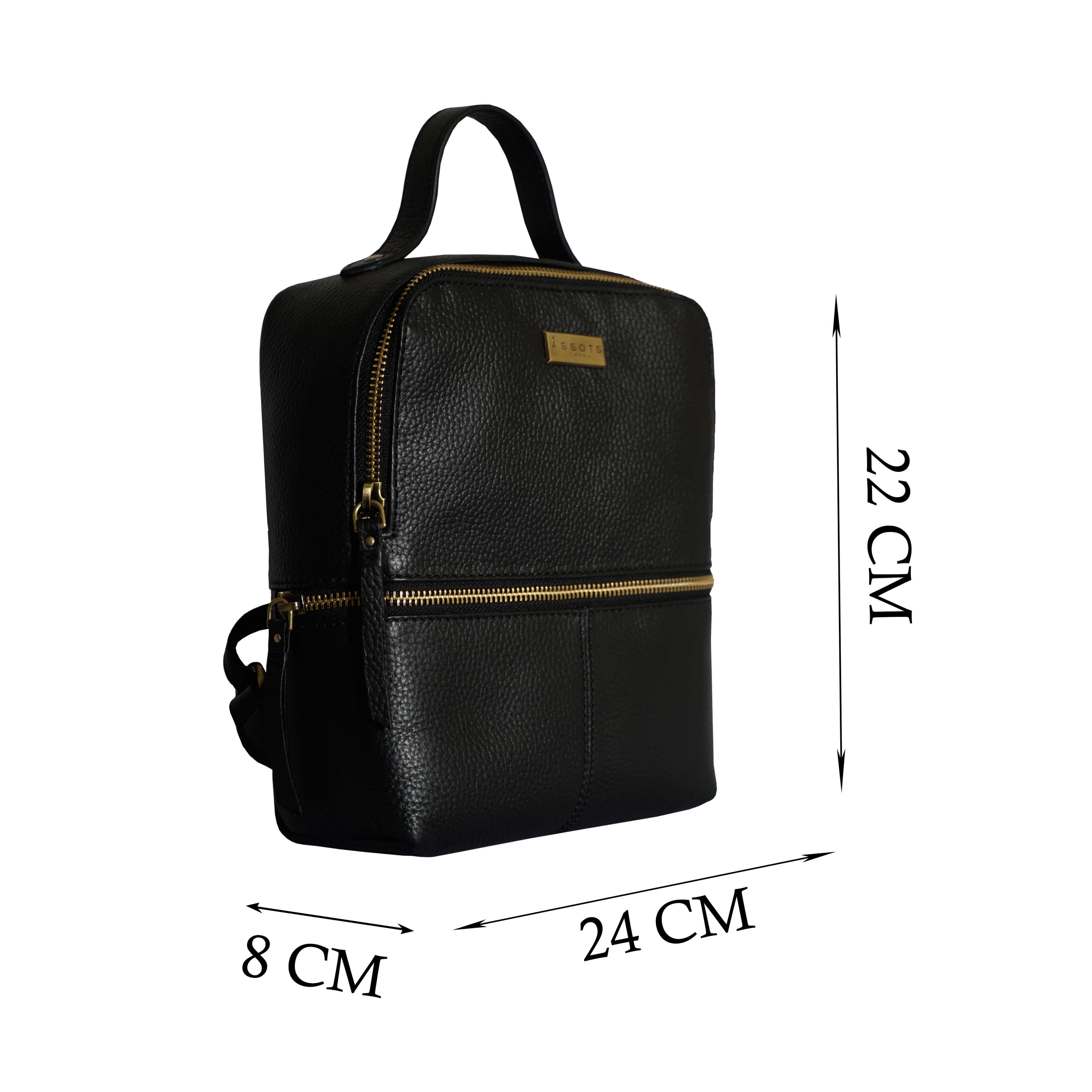 Black 'ELLA' Pebble Grain Mini Real Leather Backpack, Image 5 of 5