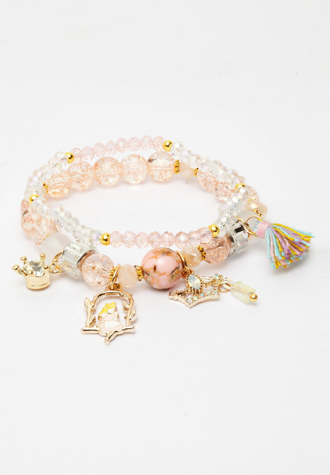 Orange Double String Boho Bracelets With Tassel And Charms