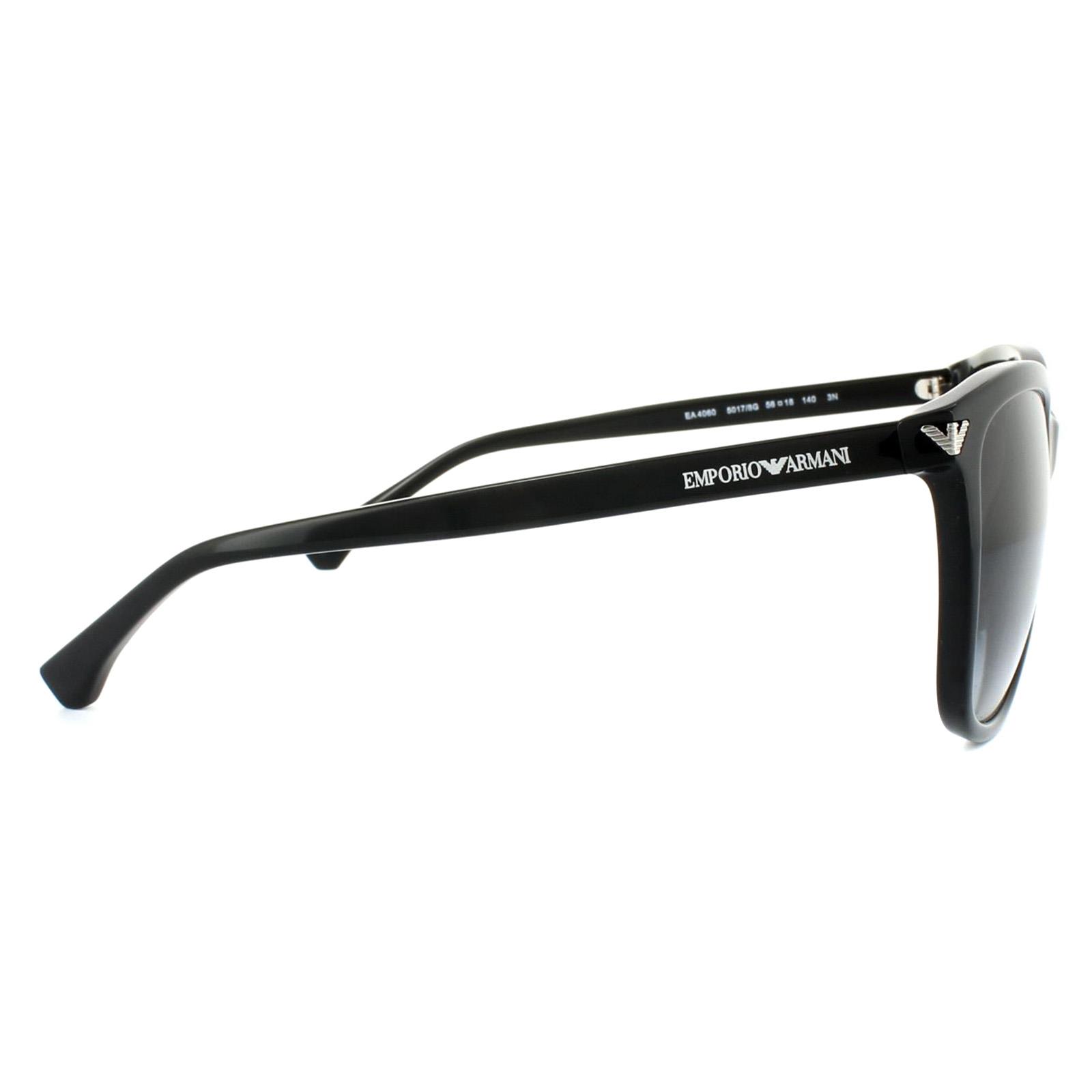 Black Emporio Armani Black Rectangle Black Grey Gradient 4060 Sunglasses, Image 4 of 6