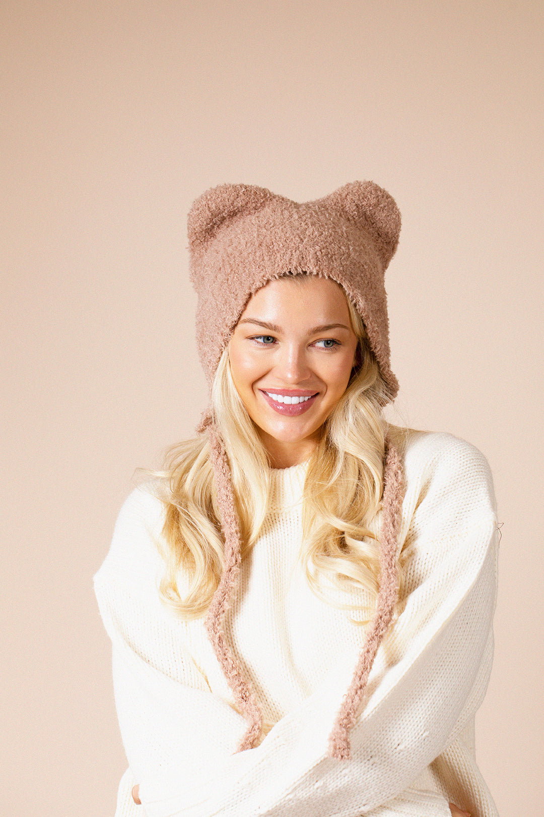 Beige Beanie With Animal Ears, Image 2 of 4
