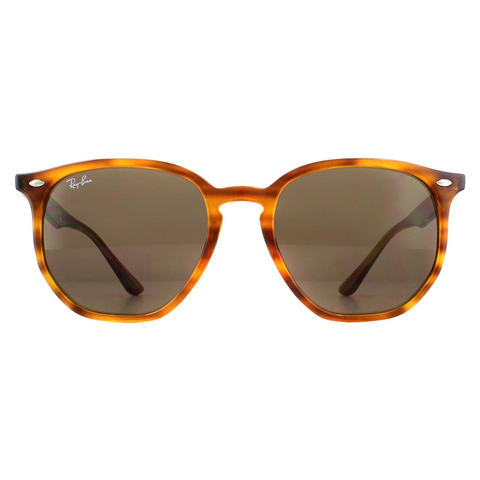 Round Striped Red Havana Dark Brown RB4306 Sunglasses, Image 1 of 6