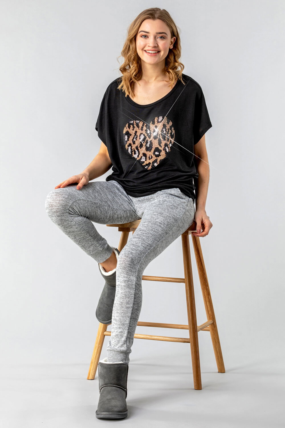 Black Diamante Embellished Animal Heart Top, Image 3 of 4