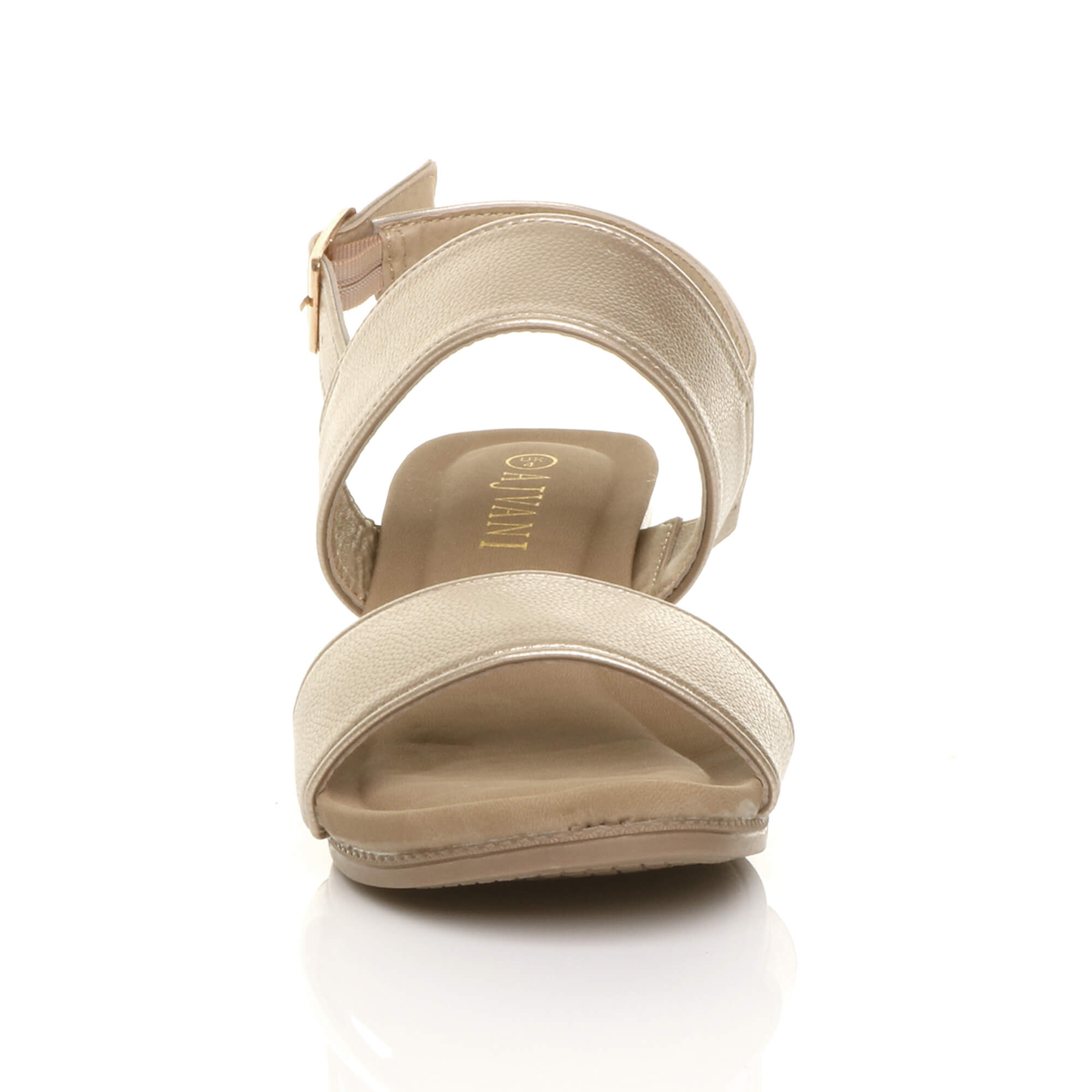Gold AJVANI Gold Mid Wedge Heel Strappy Slingback Sandals, Image 6 of 6
