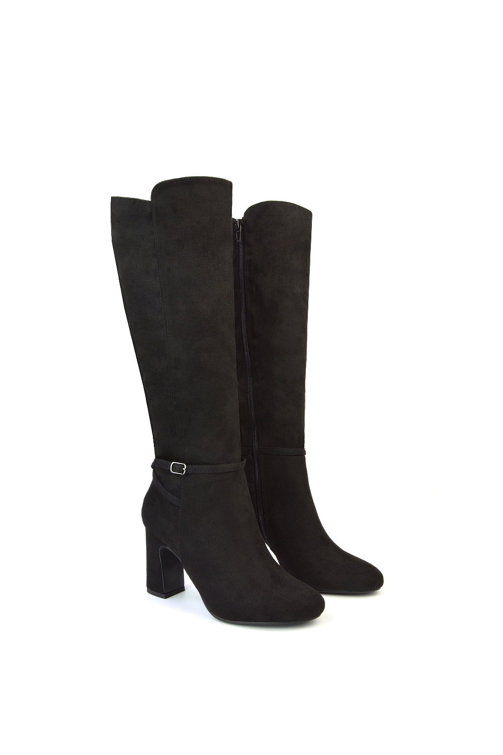 Black 'Olly' Knee High Boots With Block Mid Heel, Image 3 of 5