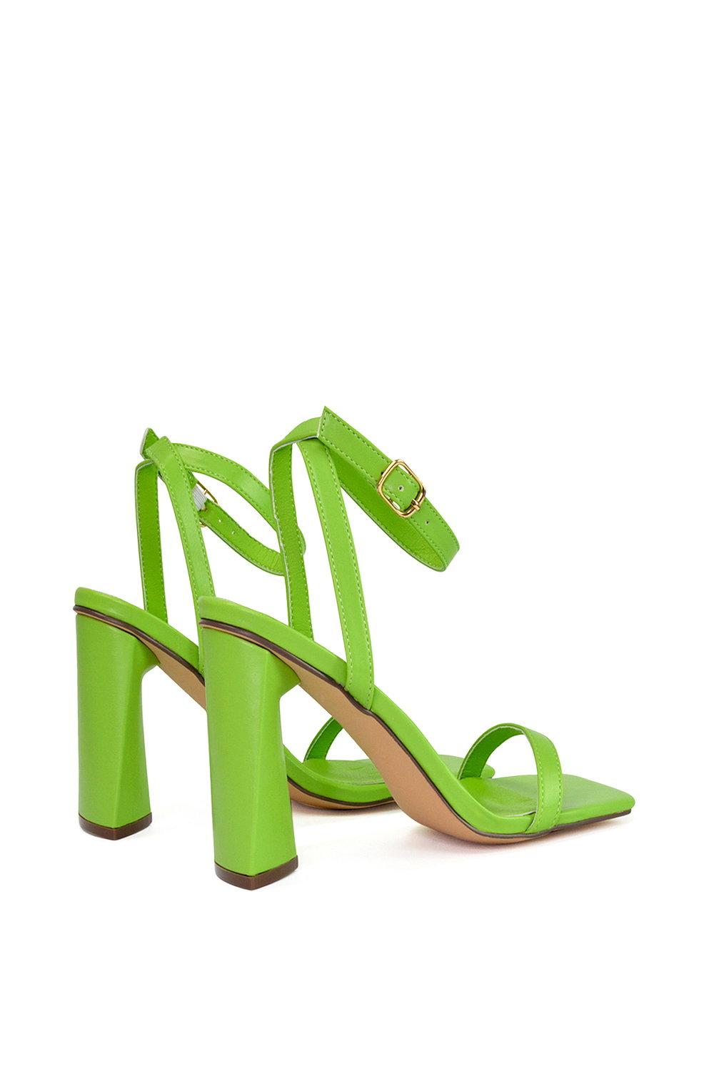Green 'Max' Strappy Square Toe Sculptured Block High Heel Sandals, Image 4 of 5