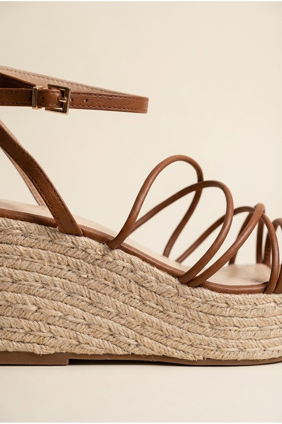Tan iKrush Tan Olivia Womens Strappy Espadrille Platform Sandals, Image 4 of 8
