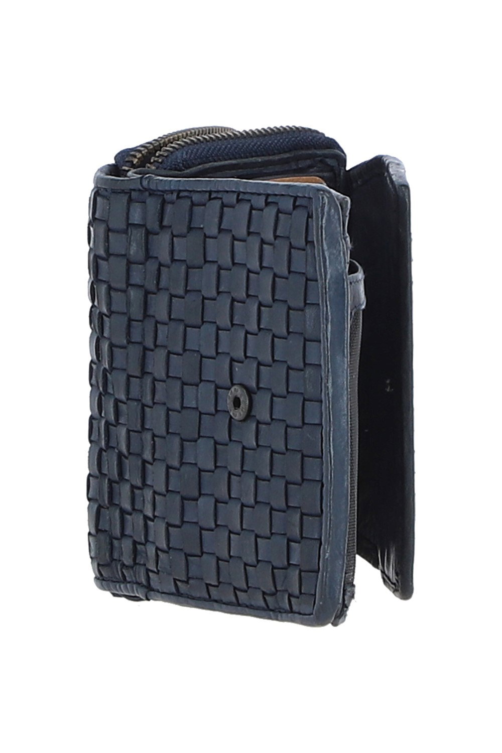 Navy Vintage Woven Leather 7 Card Purse, Image 3 of 4
