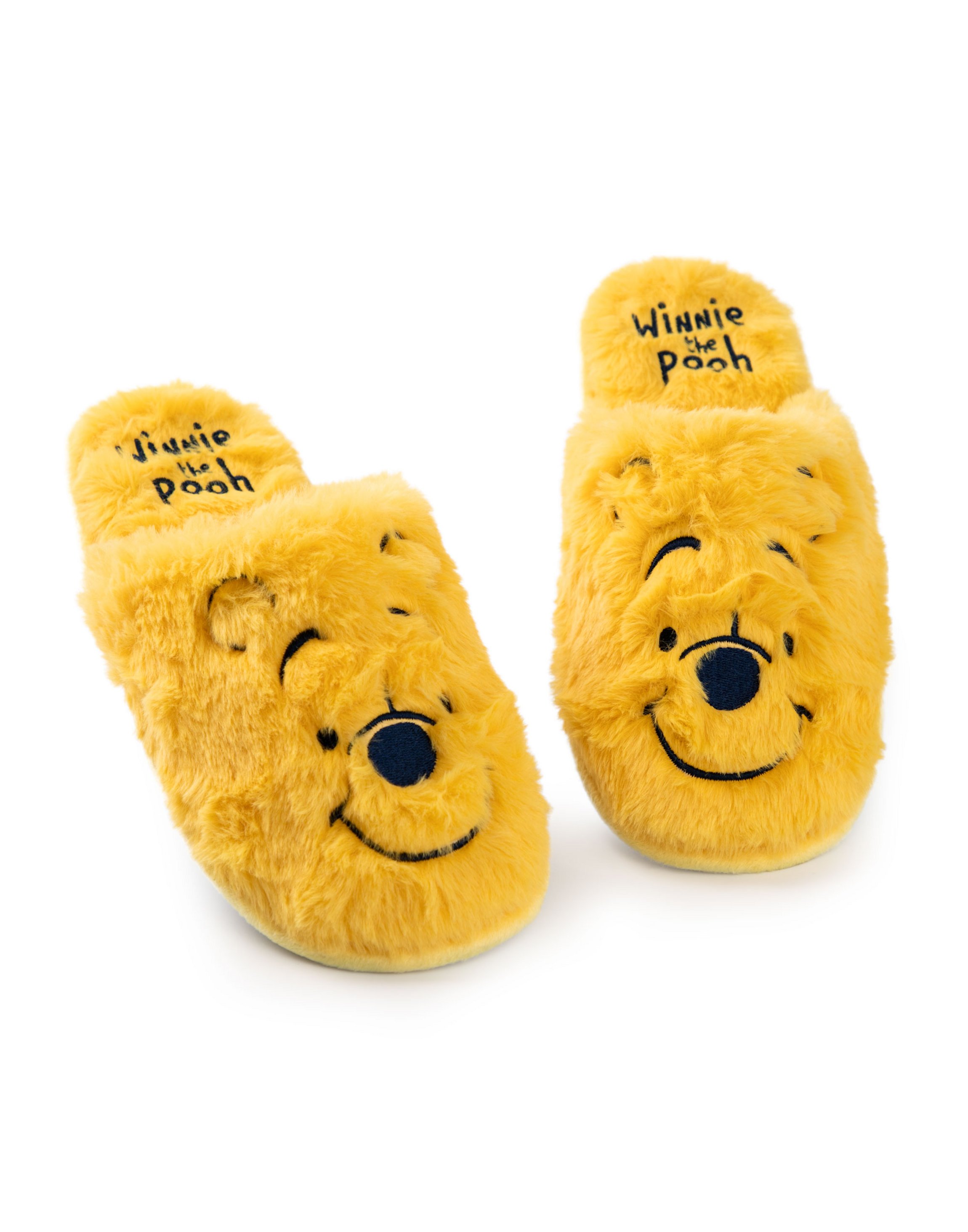 Yellow Winnie the Pooh Embroidered Face UK Slippers, Image 1 of 6