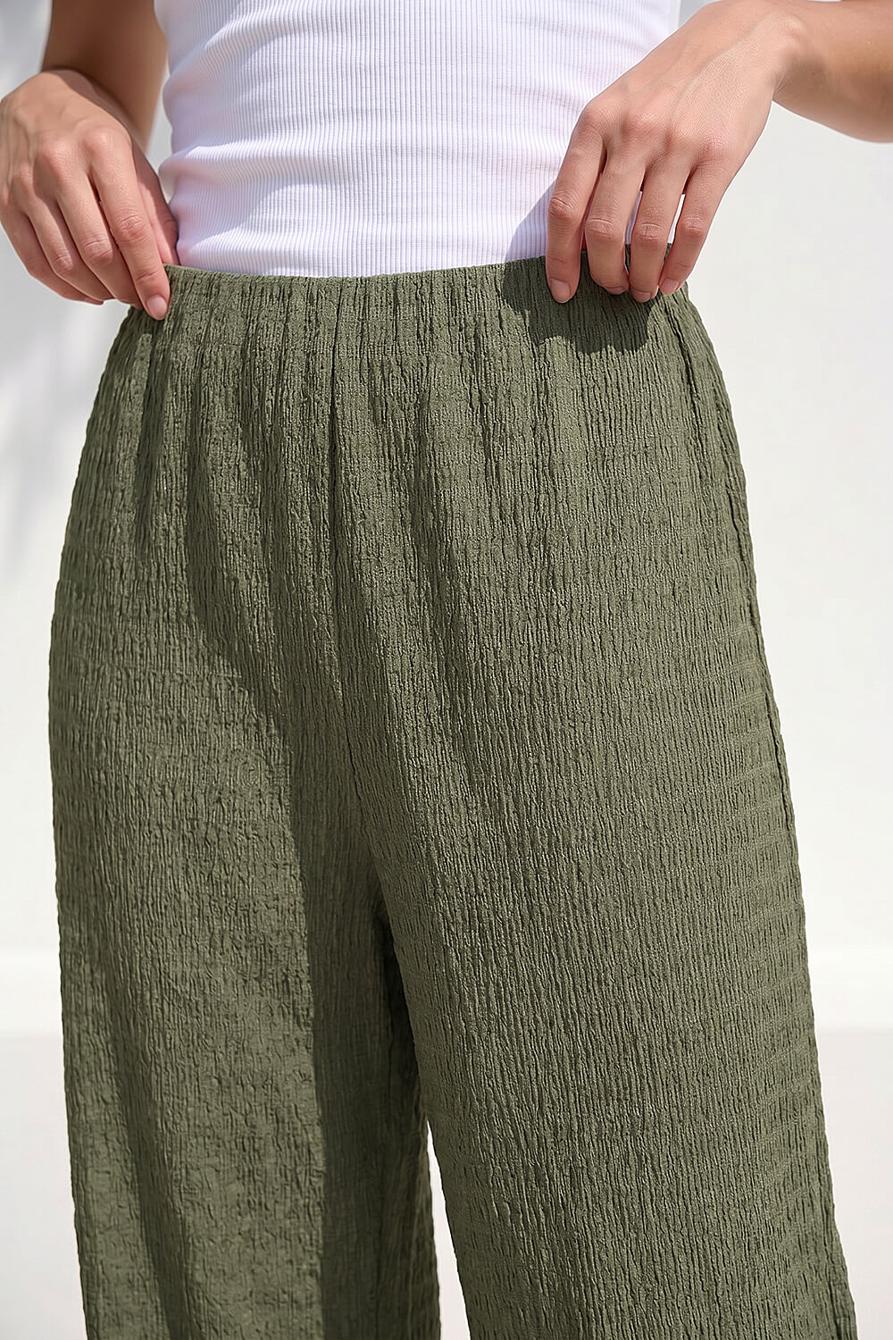 KHAKI Petite Textured Stretch Trouser, Image 5 of 4