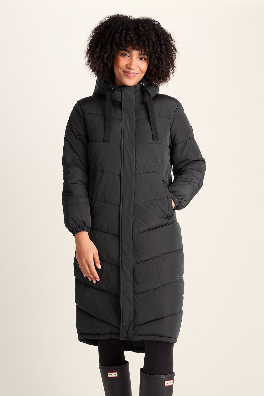 Black Raleigh Long Insulated Jacket, Image 1 of 6
