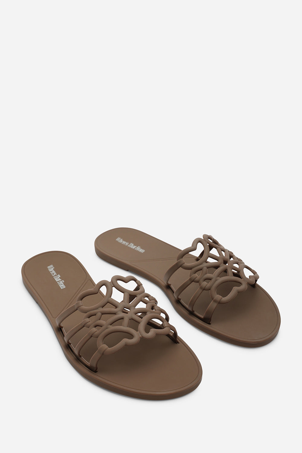 Chocolate Emiliana Matte Cut Out Jelly Flat Sandals, Image 4 of 6