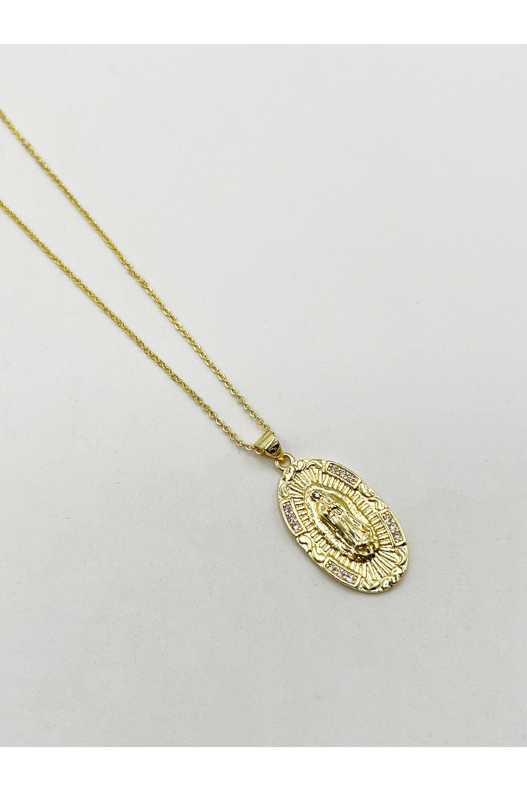 Gold Virgin Mary Pendant Necklace With Gift Box, Image 2 of 7