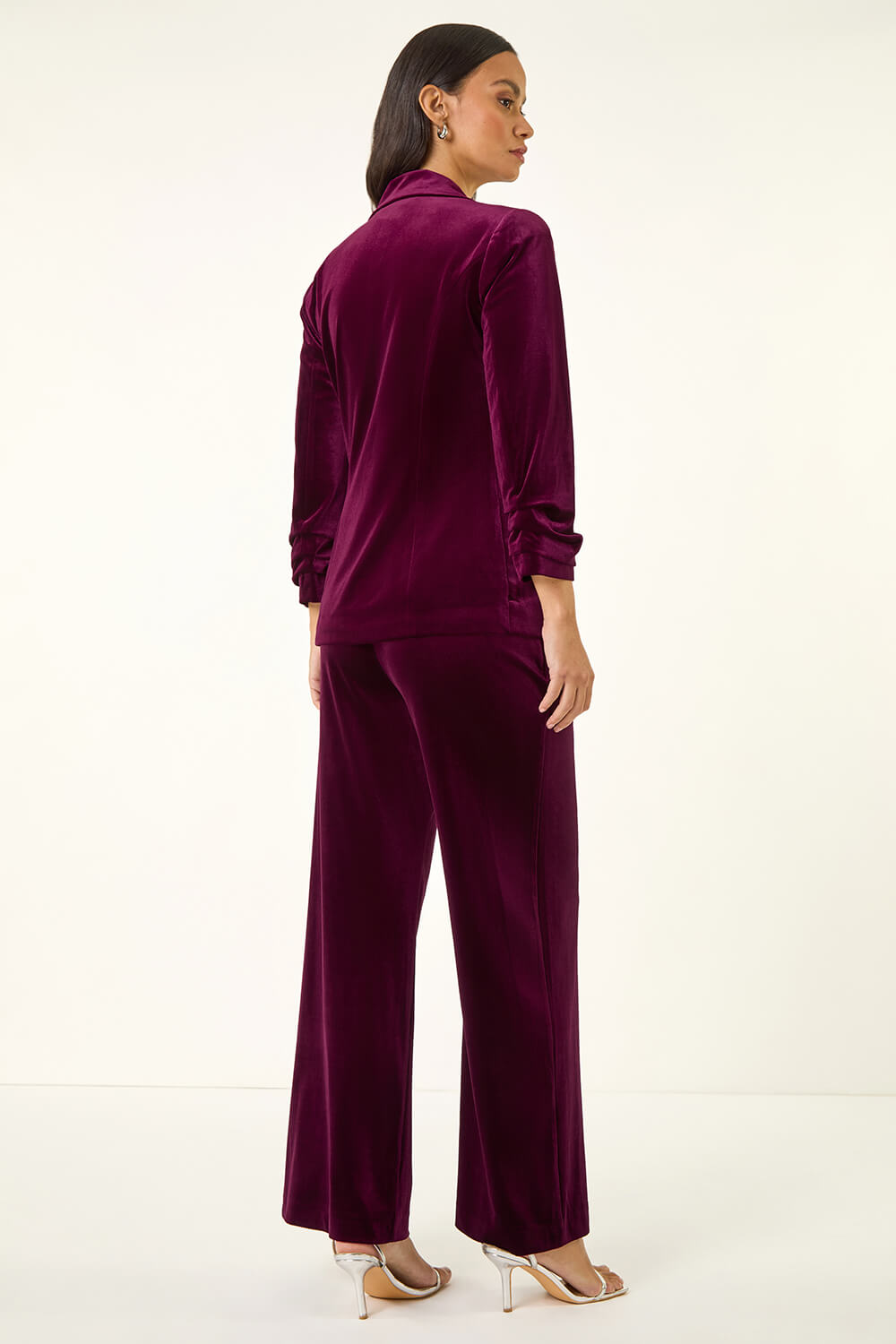 Burgundy Dusk Double Breasted Velvet Blazer, Image 4 of 5