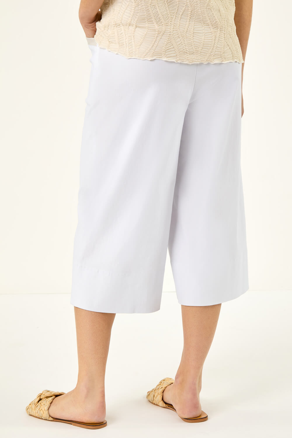White Wide Hem Crop Trouser, Image 4 of 5