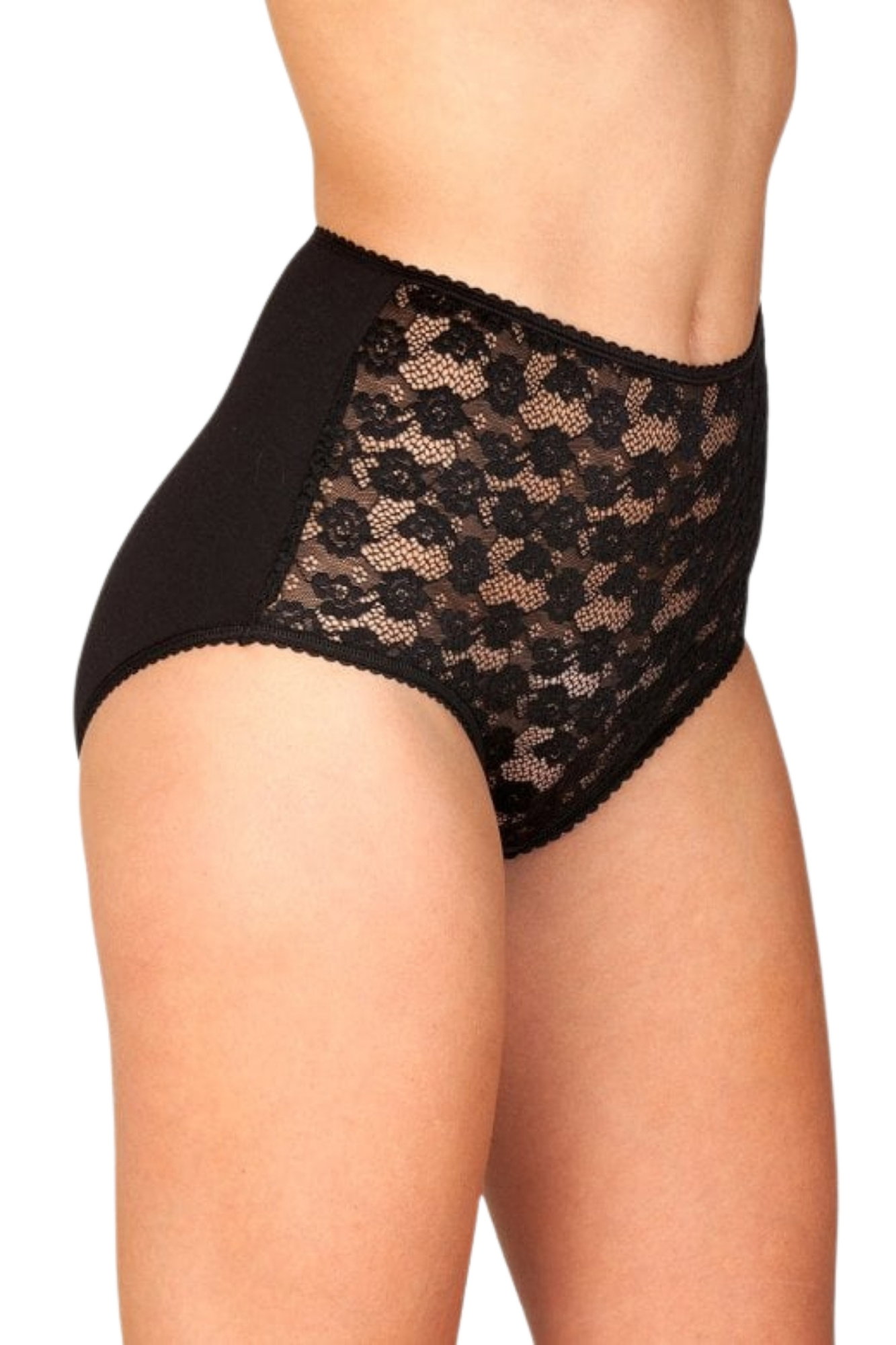 Black 3 Pack Floral Lace Maxi Briefs, Image 4 of 4