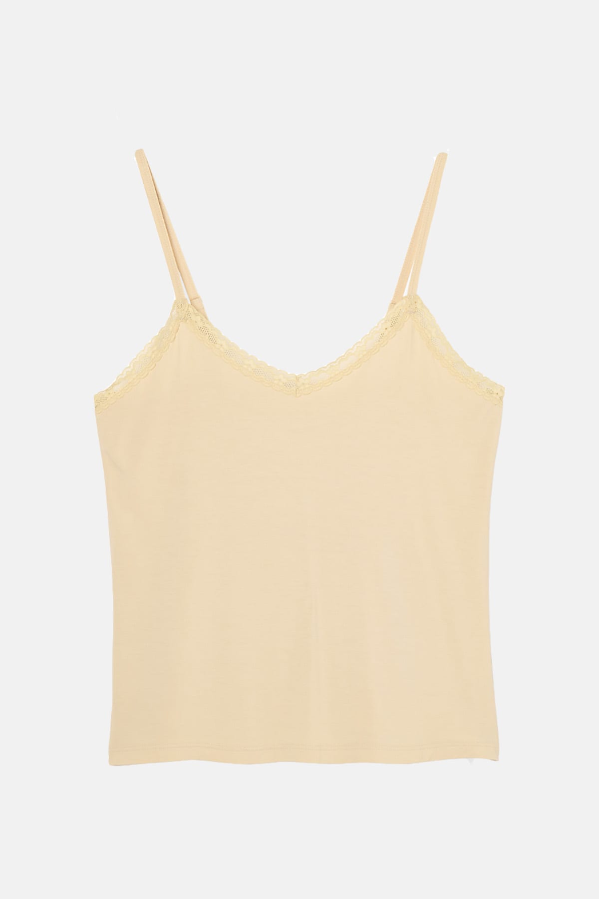 Beige "Soft Sand" Bamboo Lace Camisole Pyjama Set, Image 5 of 6
