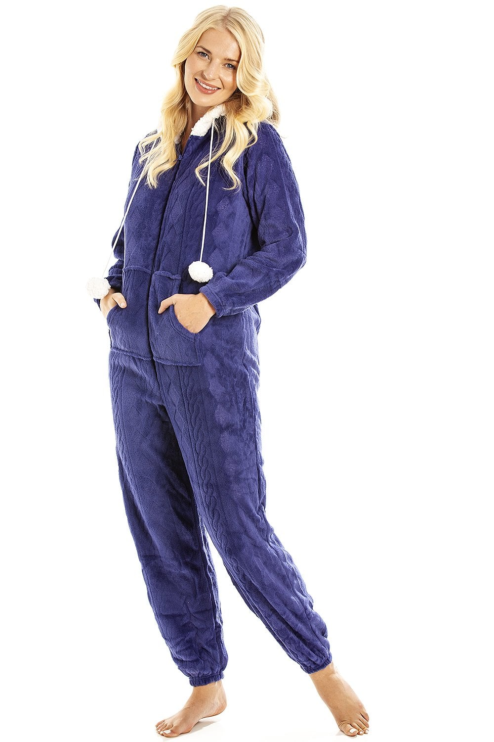 Navy Navy Supersoft Hooded Onesie, Image 1 of 6