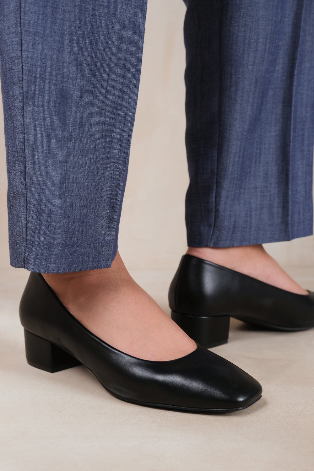 Black 'Seattle' Low Block Heel With Square Toe, Image 2 of 2