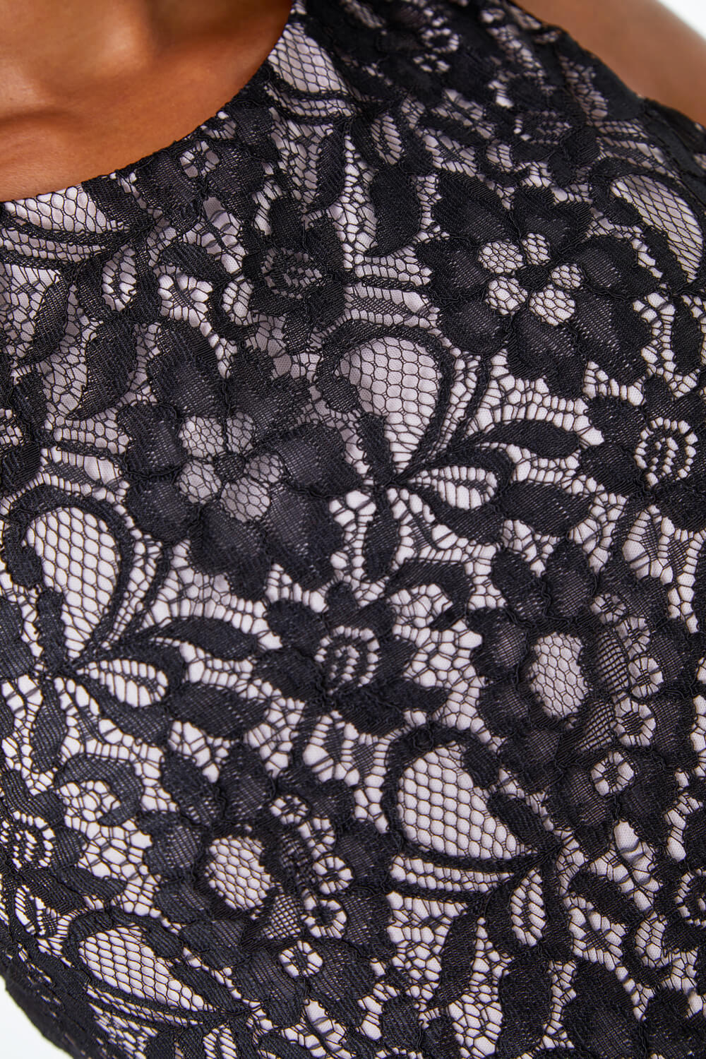 Black Petite Lace Belted Stretch Jumpsuit, Image 6 of 5