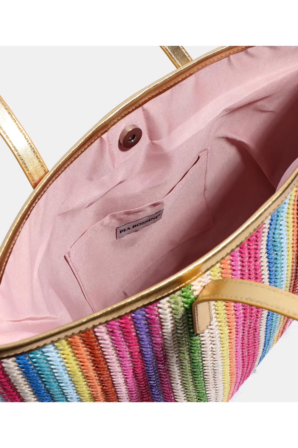 Pink Pia Rossini Pink Delfina - Stripe Beach Bag, Image 3 of 5