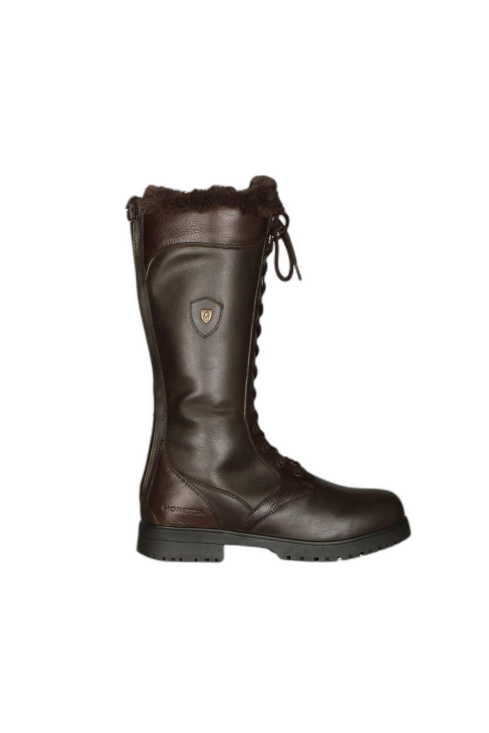 Brown Nola Leather Lace Up Standard Country Boots, Image 3 of 8