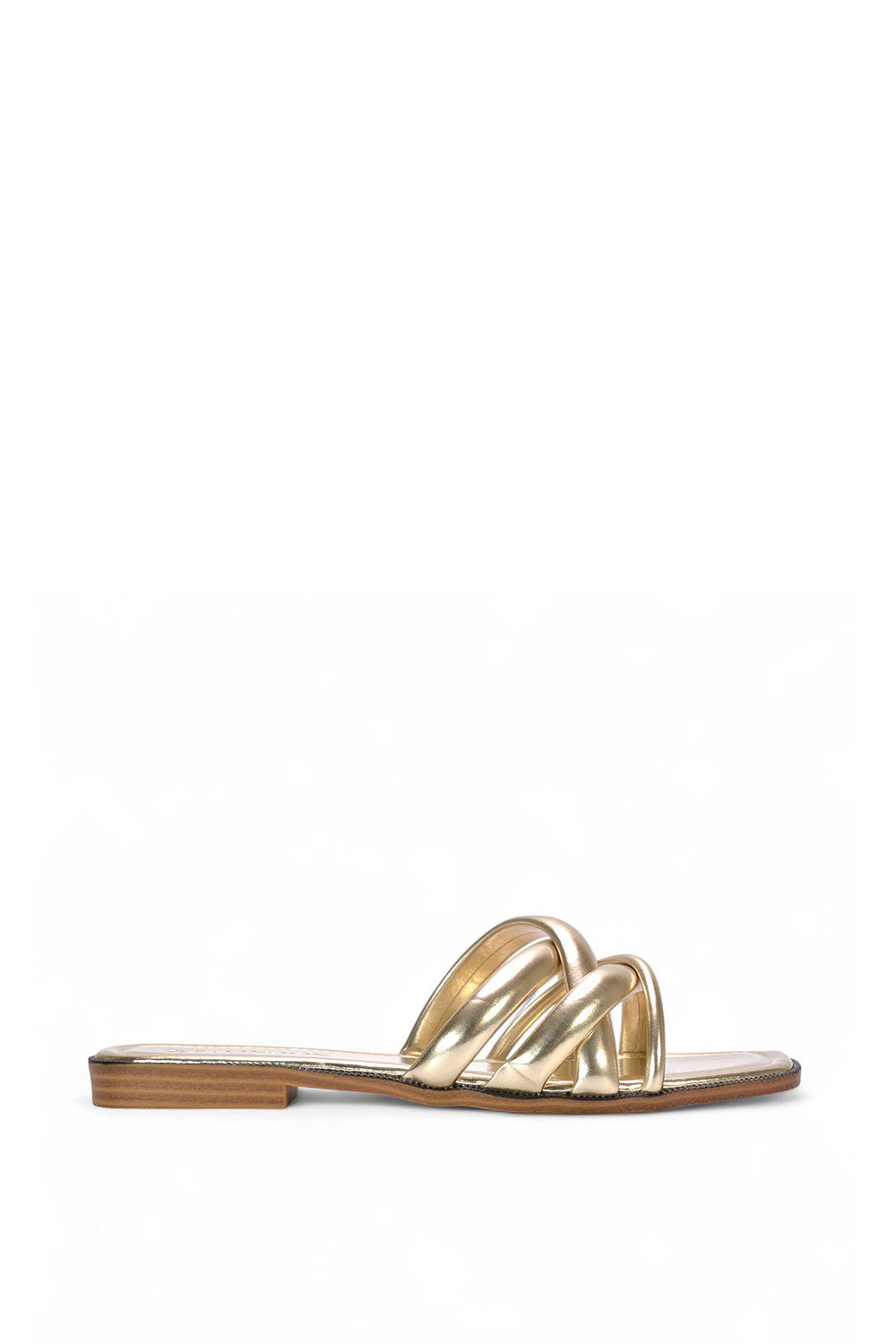 Black 'Fiona' Strappy Flat Open Toe Sandal Mule Sliders