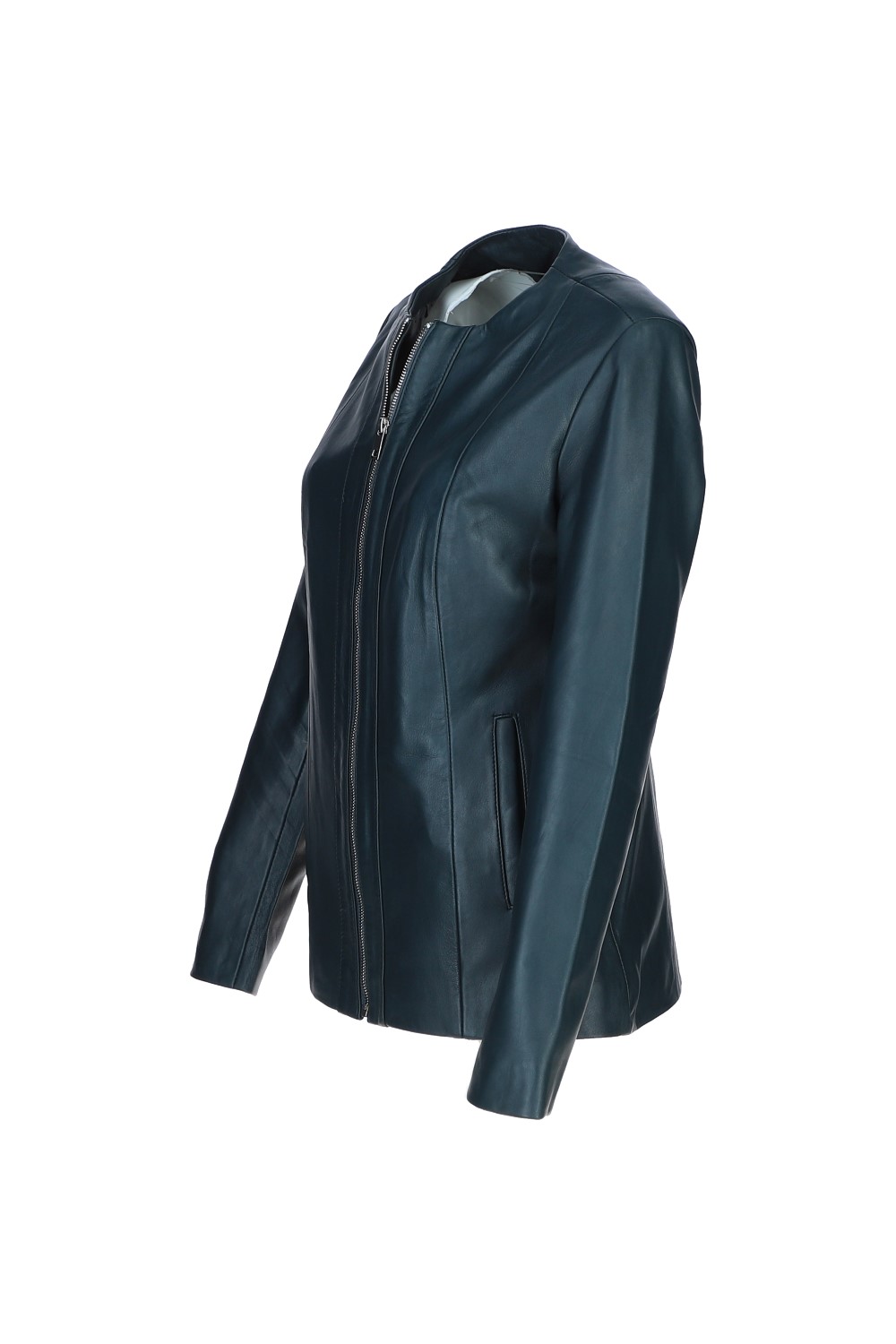 Navy Ashwood Leather Navy Real Leather Casual Collarless Jacket, Image 3 of 5