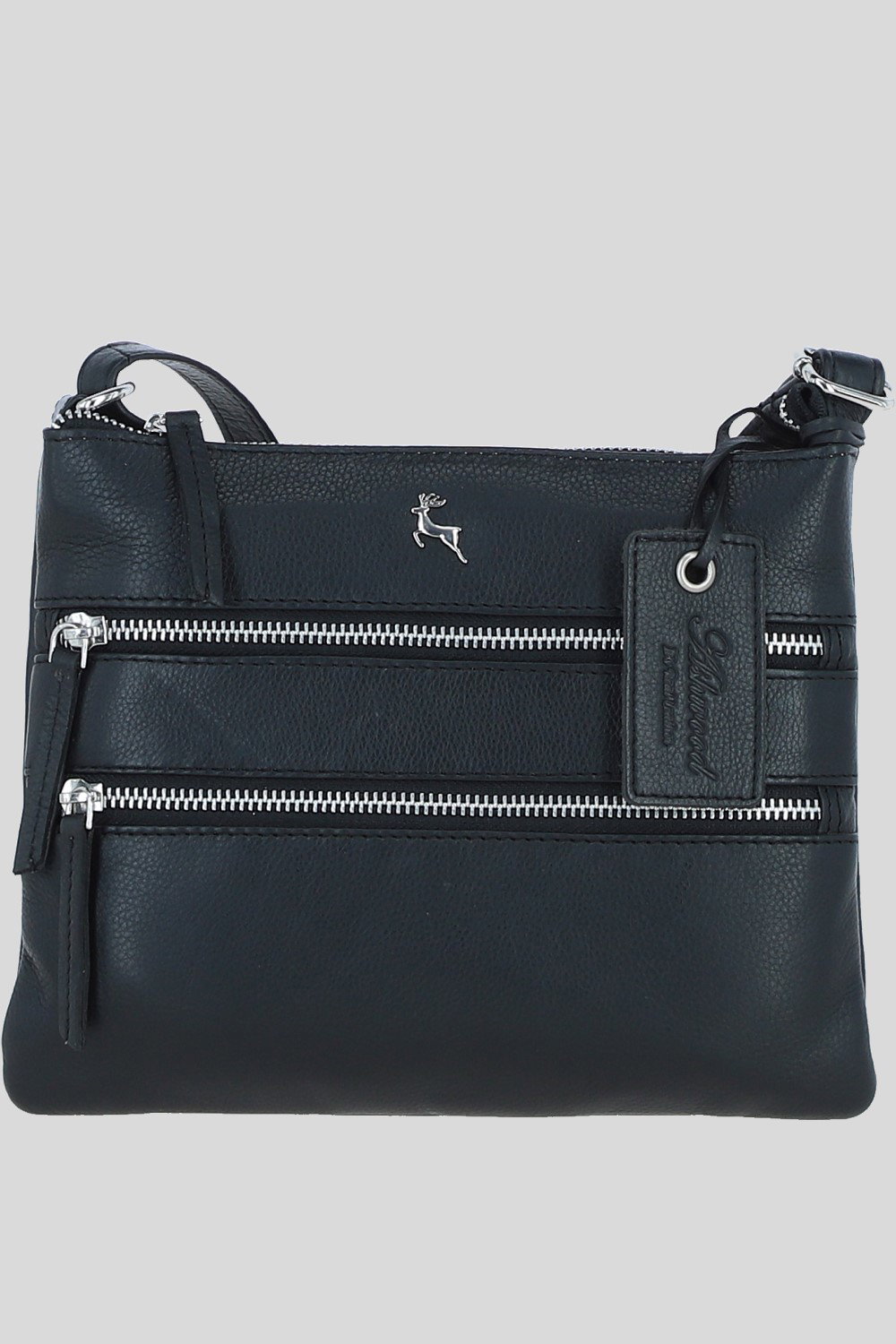 Black 'Ayr' Real Leather Crossbody Bag, Image 1 of 5