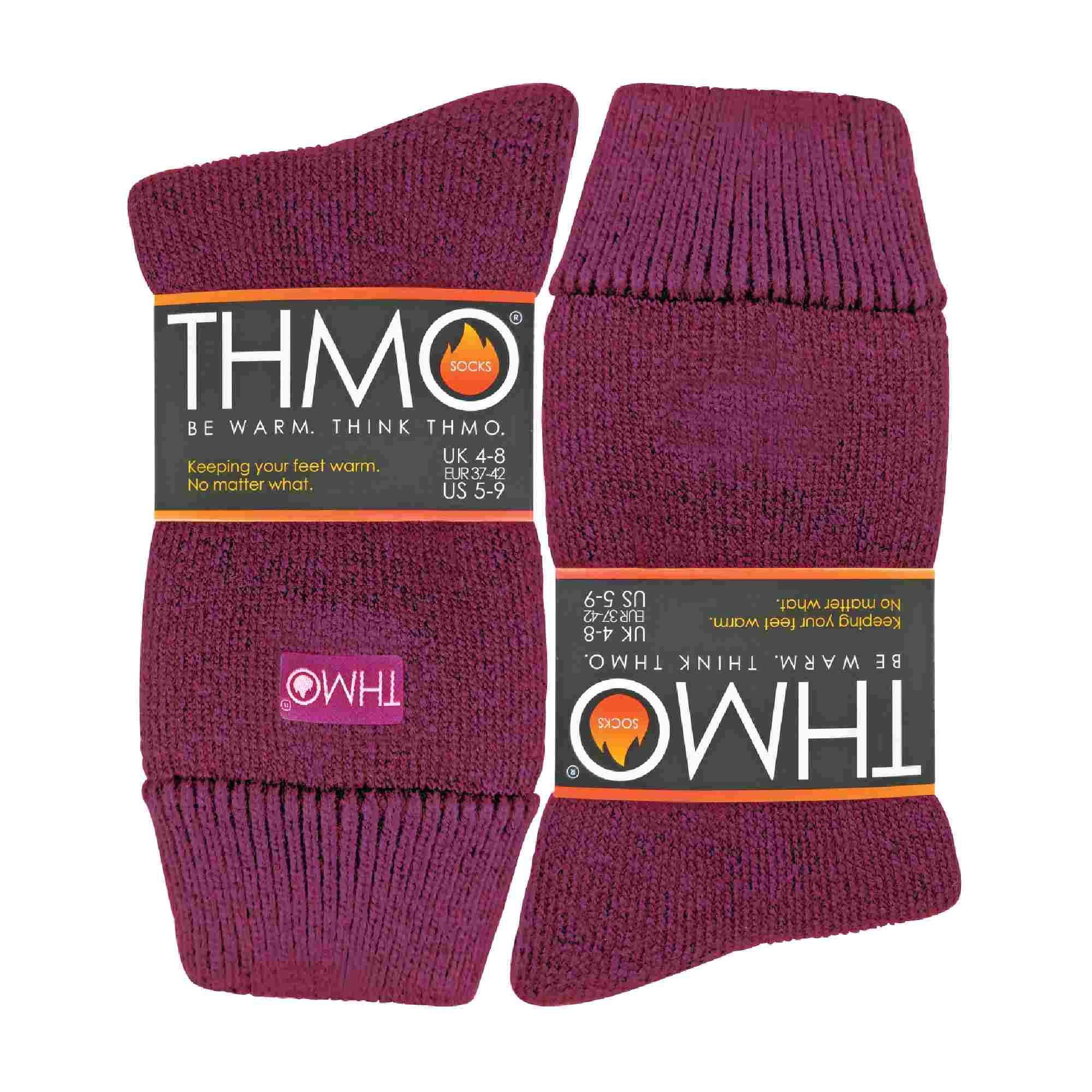 Plum Ladies Thick Winter Thermal Socks with Seamless Toe, Image 3 of 3