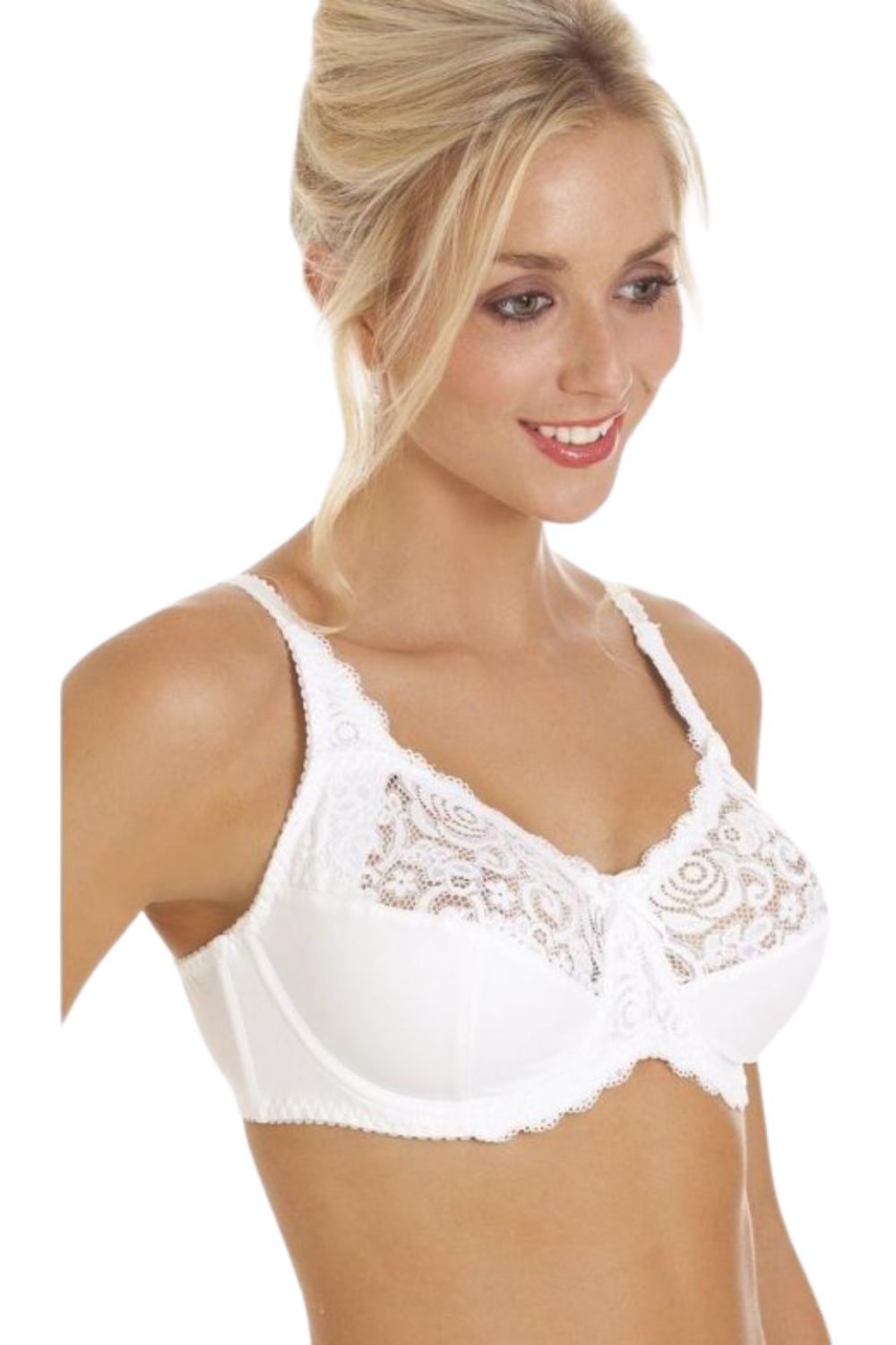White Lace Non Padded Underwired Bra, Image 3 of 5