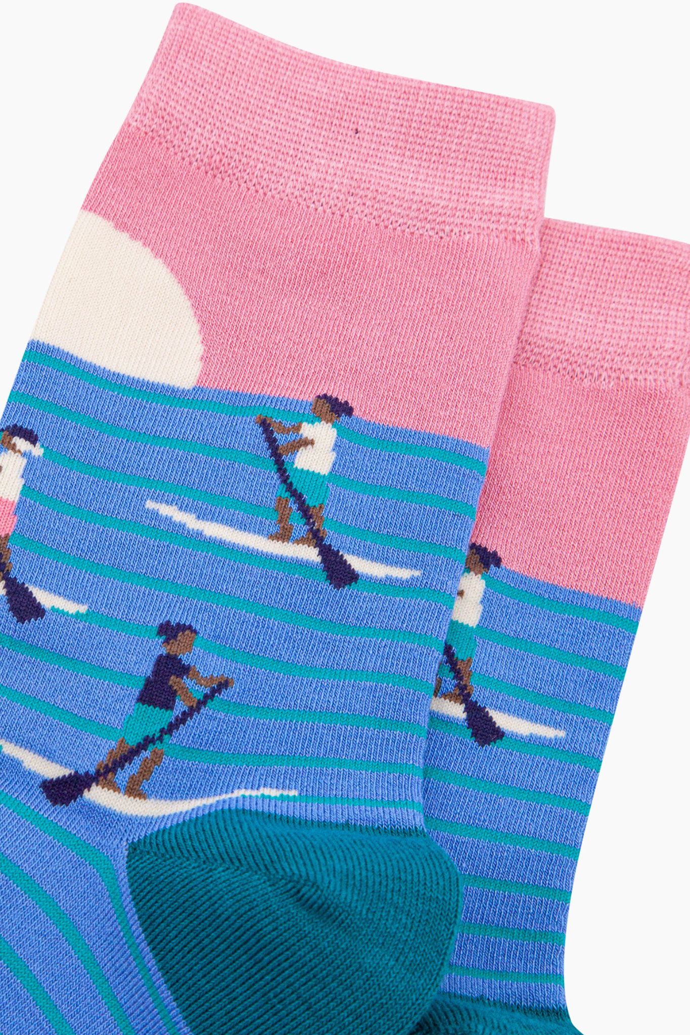Blue Sunset Paddle Boarding Bamboo Socks in Blue, Image 2 of 4