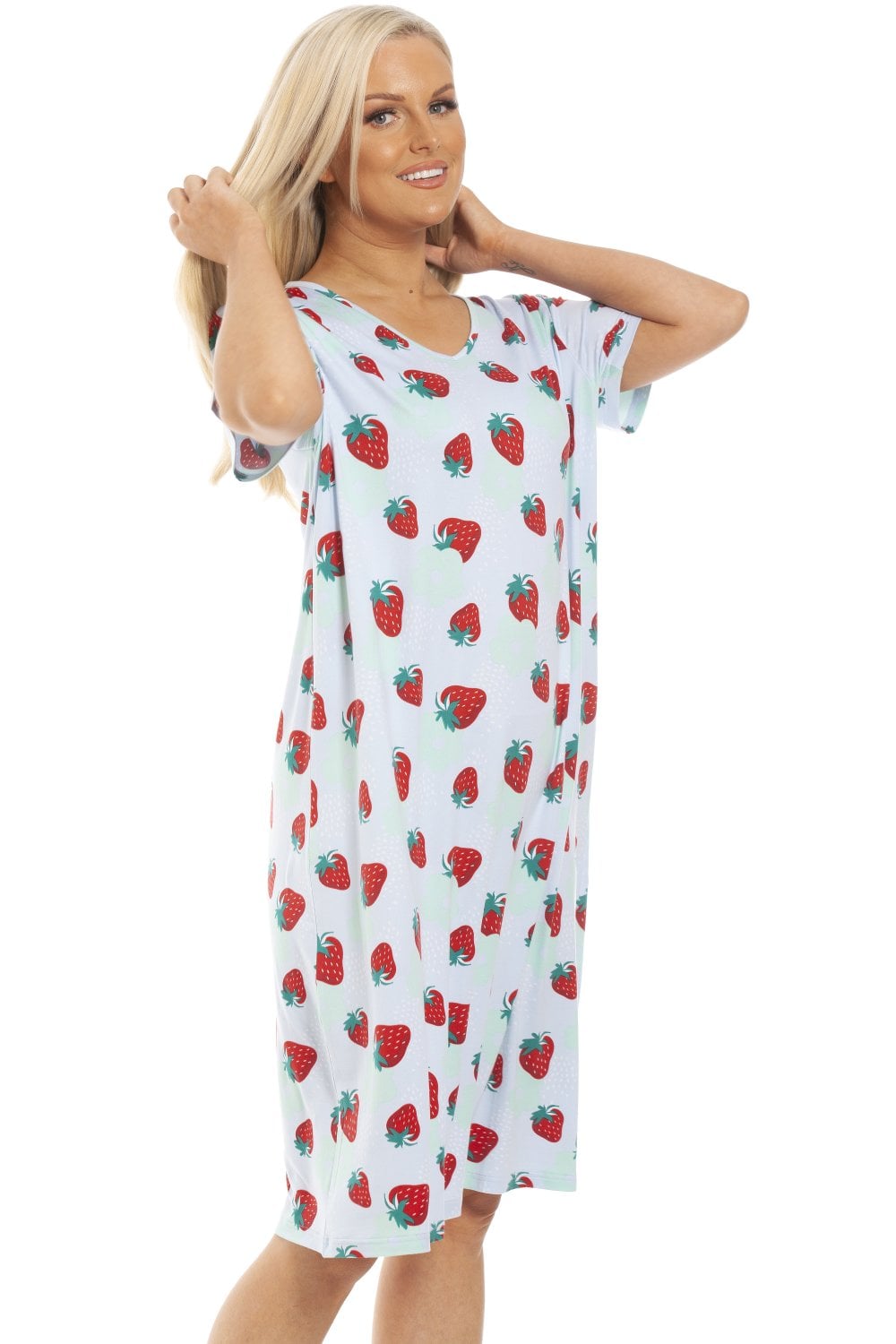Light Blue Spandex Short Sleeve Nightdress, Image 5 of 5