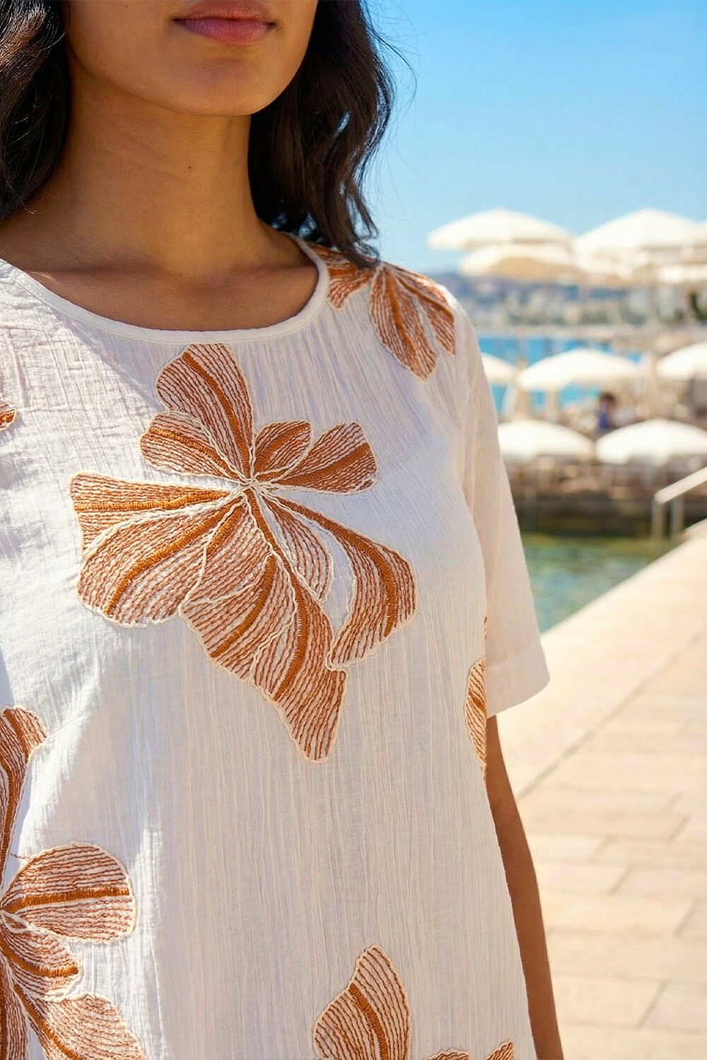 Ivory Floral Embroidered Top, Image 5 of 4