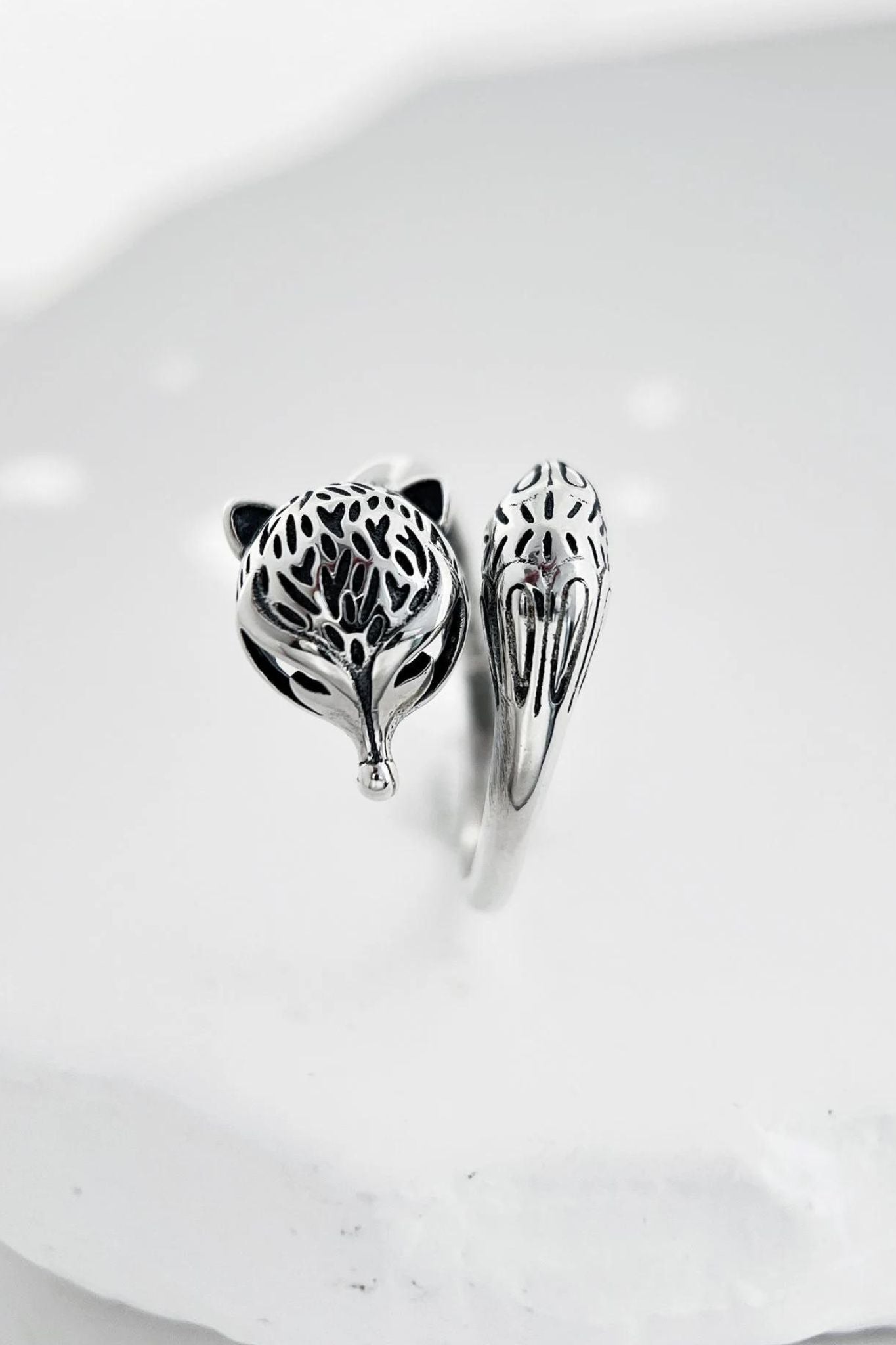 Silver Sterling Silver Fox Adjustable Ring, Image 1 of 4