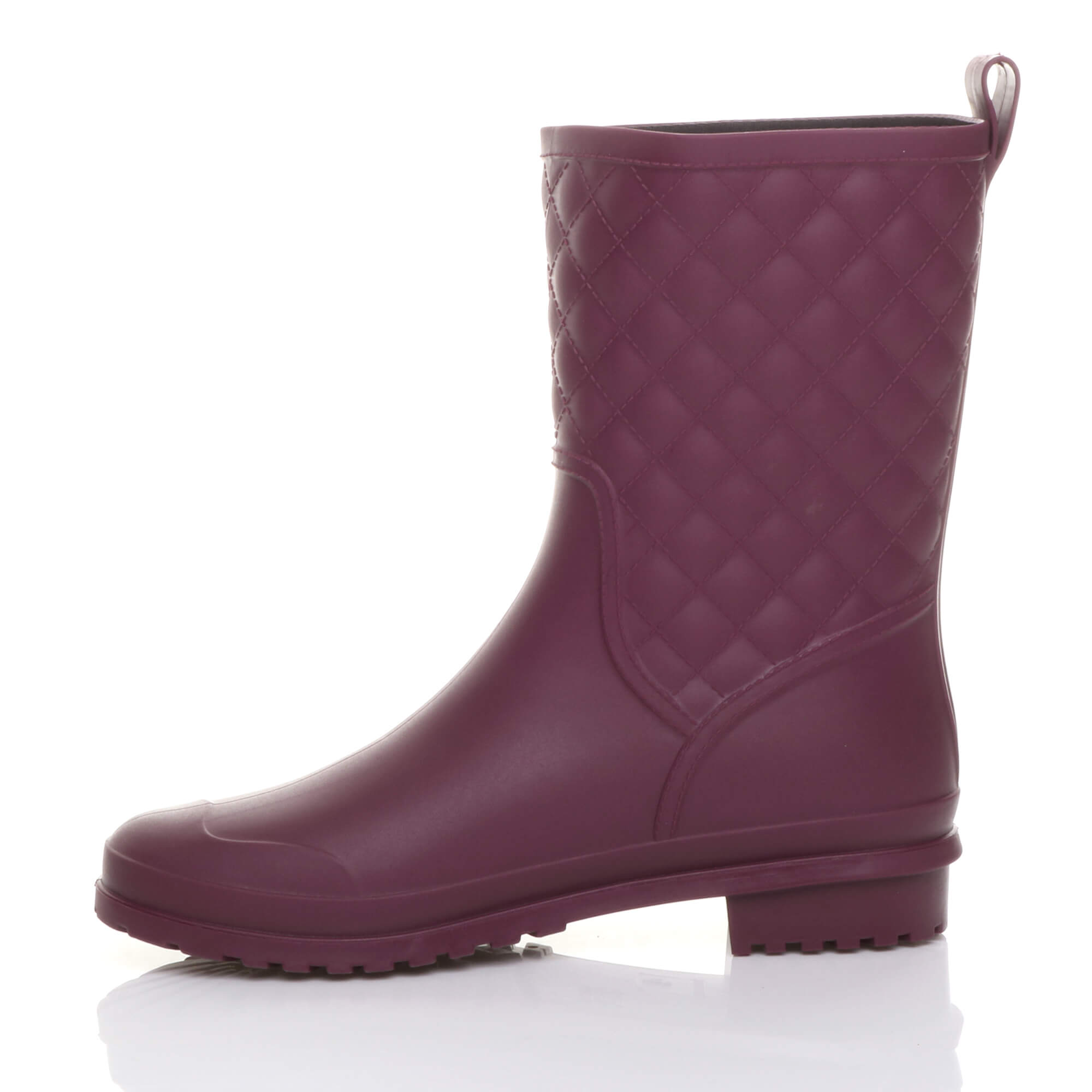 Burgundy AJVANI Burgundy Waterproof Wellingtons Quilted Ankle Boots Wellies, Image 3 of 6