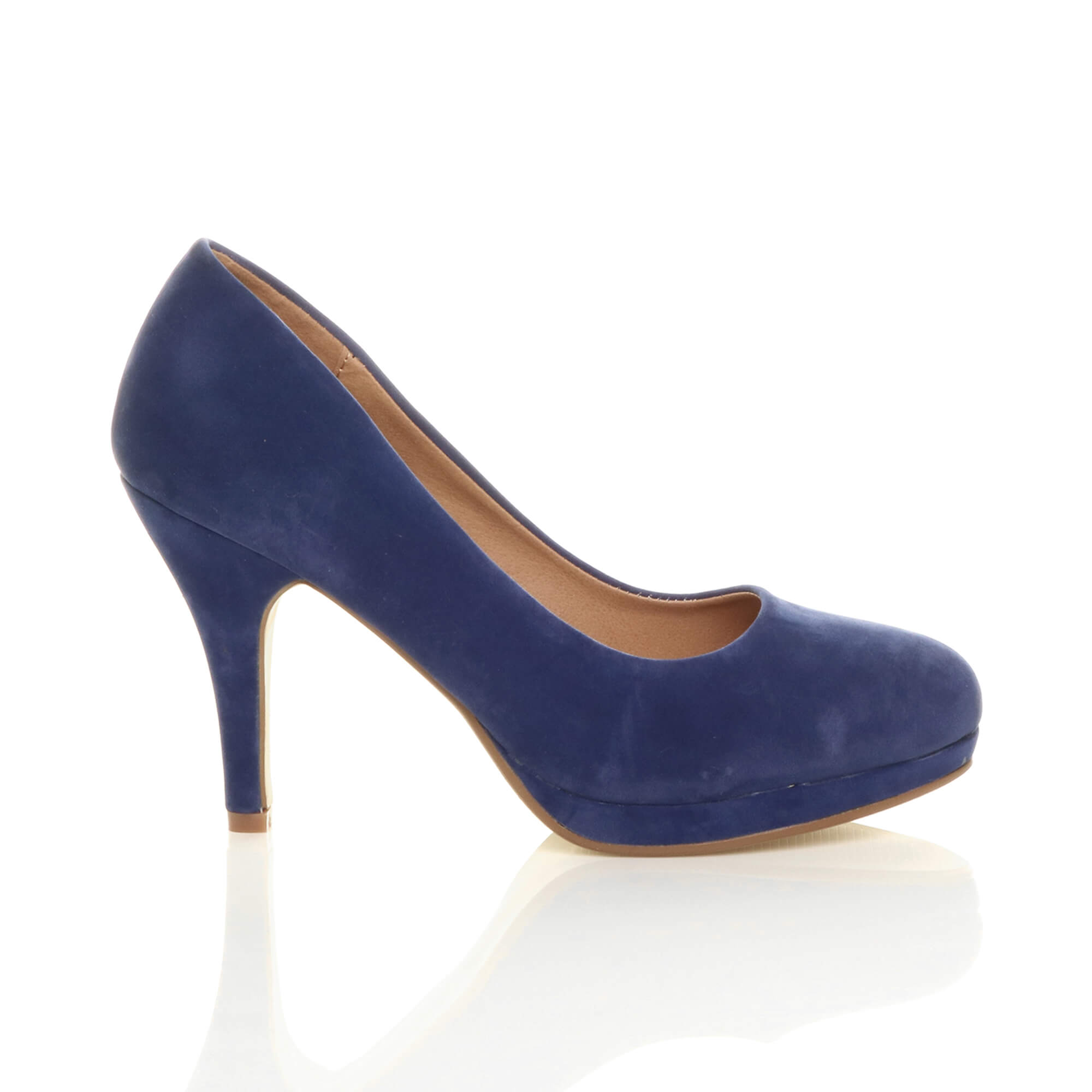Royal Blue Mid High Heel Court Shoes, Image 2 of 6